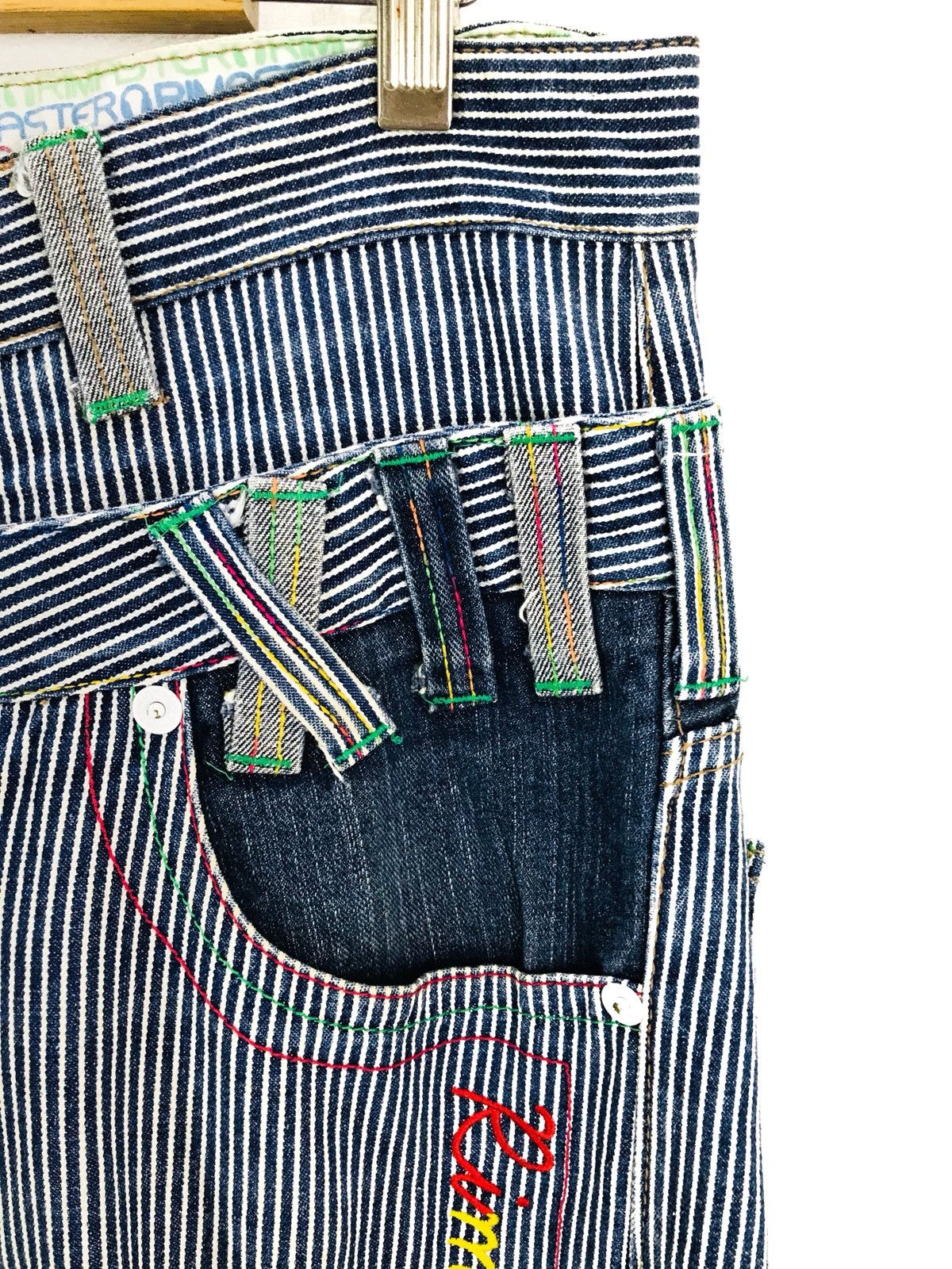 Comme des Garcons × Undercover Japanese Brand Hickory Double Waist Denim Pants Size US 33 - 11 Thumbnail