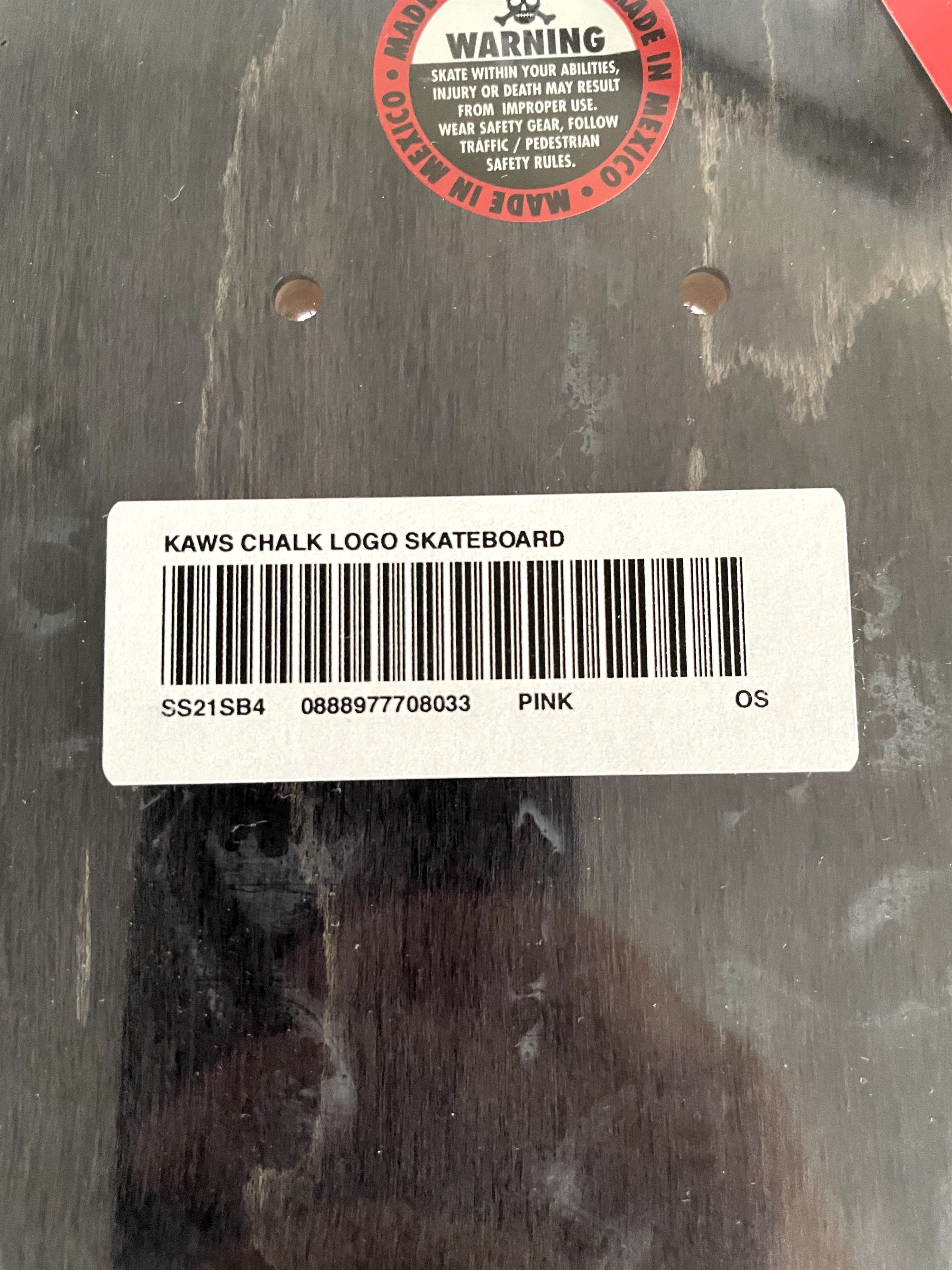Supreme Supreme Kaws Chalk Logo Skateboard Deck Pink NEW White SS21 Size ONE SIZE - 4 Thumbnail