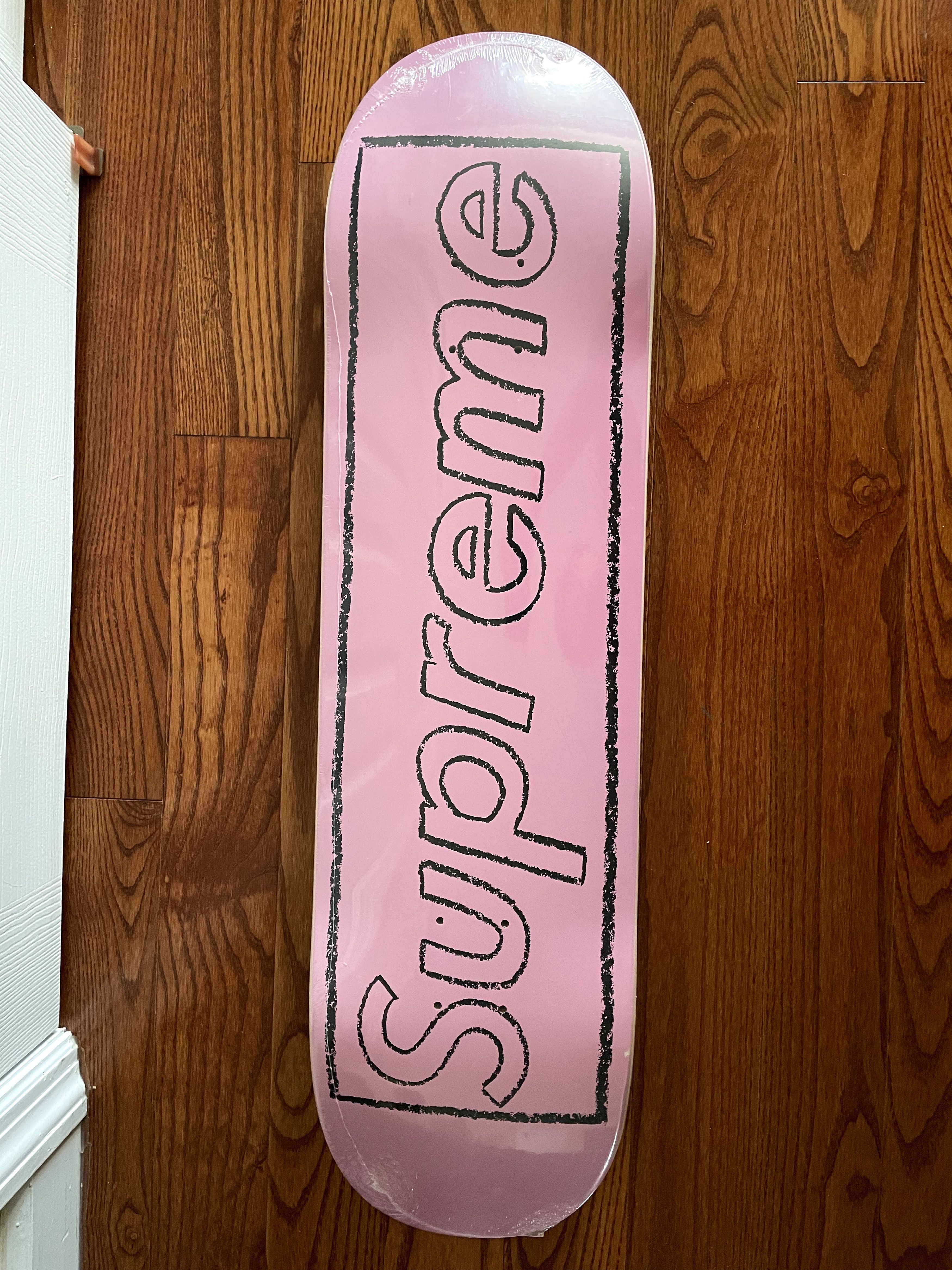 Supreme Supreme Kaws Chalk Logo Skateboard Deck Pink New White Ss21 Grailed