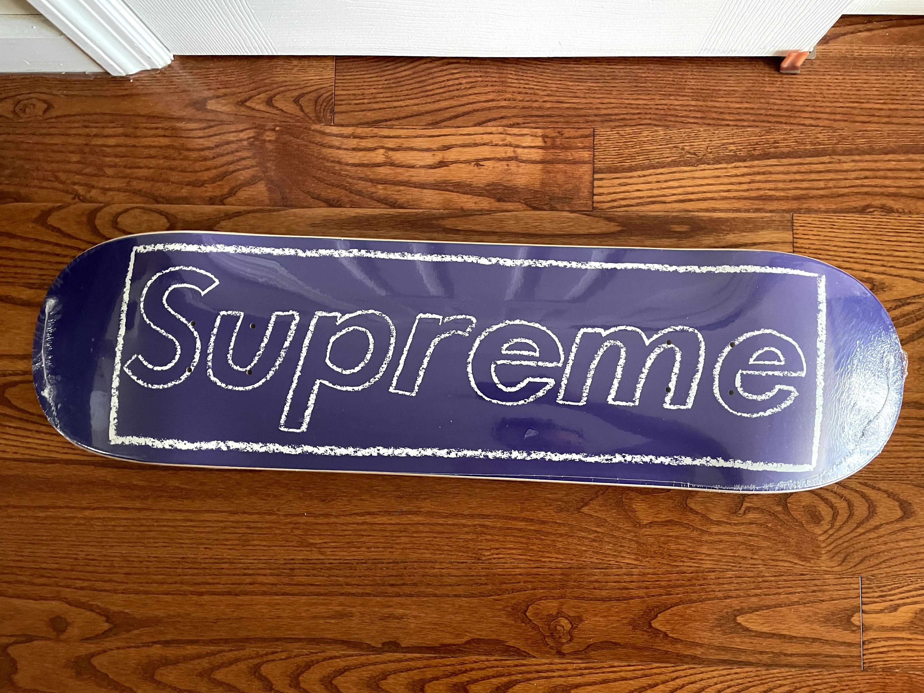 Supreme Supreme Kaws Chalk Logo Skateboard Deck Purple Violet White |  Grailed
