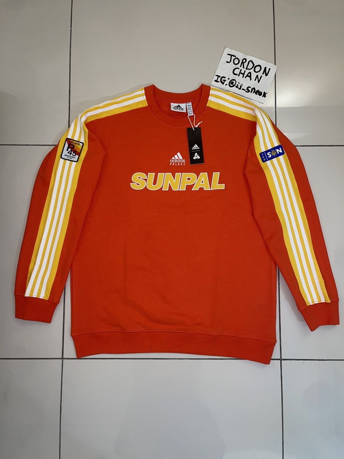 Adidas Palace X Adidas Sunpal Crewneck Bright Orange | Grailed