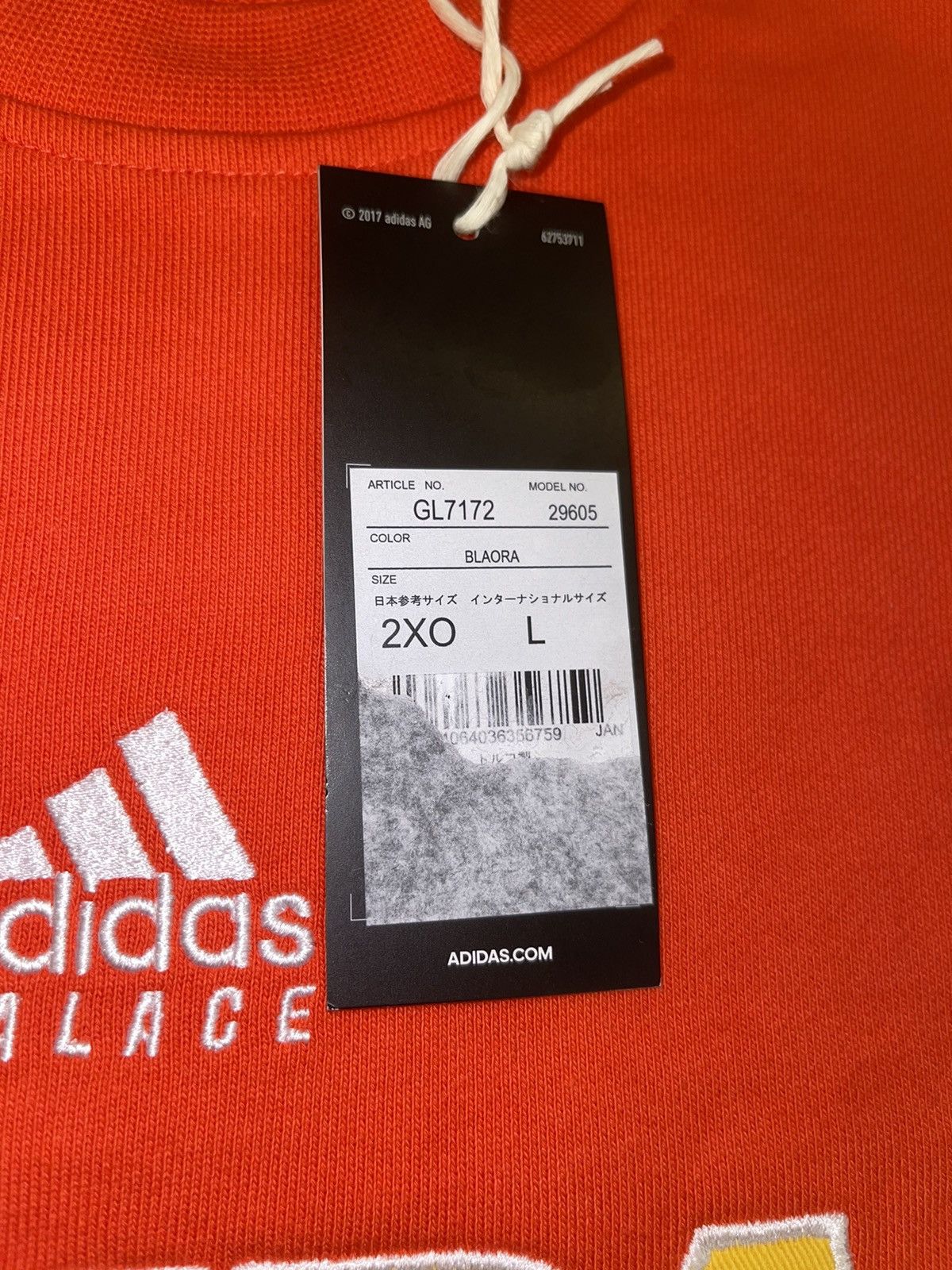 Adidas × Palace Palace X Adidas Sunpal Crewneck Bright Orange Size US L / EU 52-54 / 3 - 9 Thumbnail