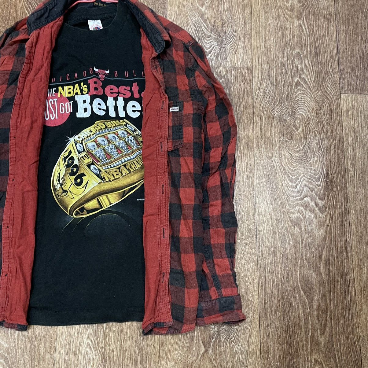 Vintage Vintage 90s Red Plaid Shirt Grunge Streetwear Skater Slim XL Size US XL / EU 56 / 4 - 2 Thumbnail