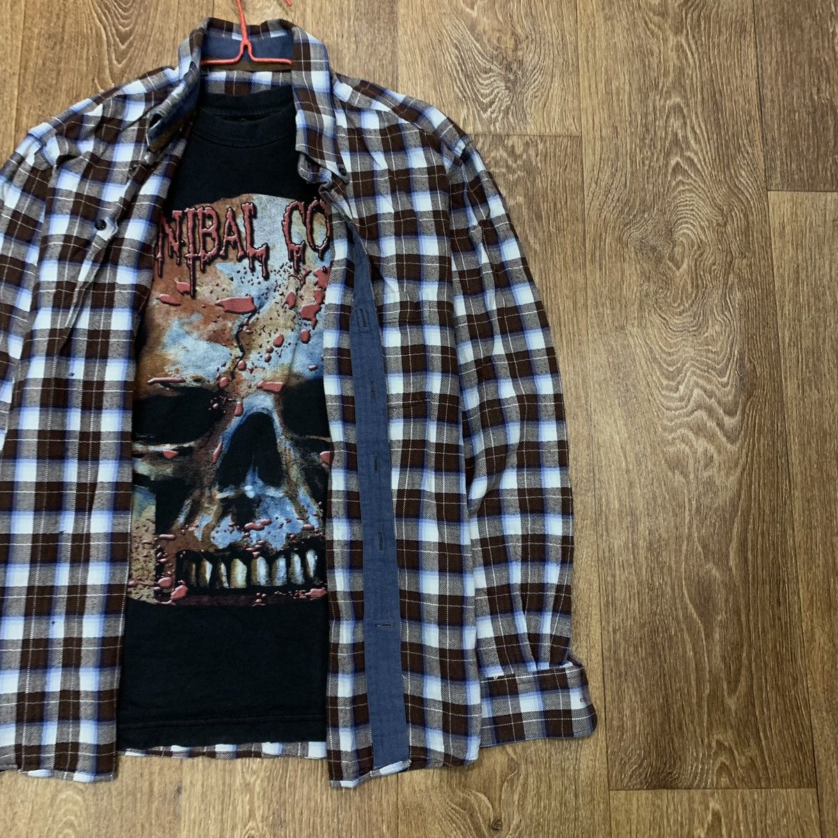 Vintage Vintage 90s Checkered Shirt Graphic Tee Grunge Skater Slim L Size US L / EU 52-54 / 3 - 2 Thumbnail