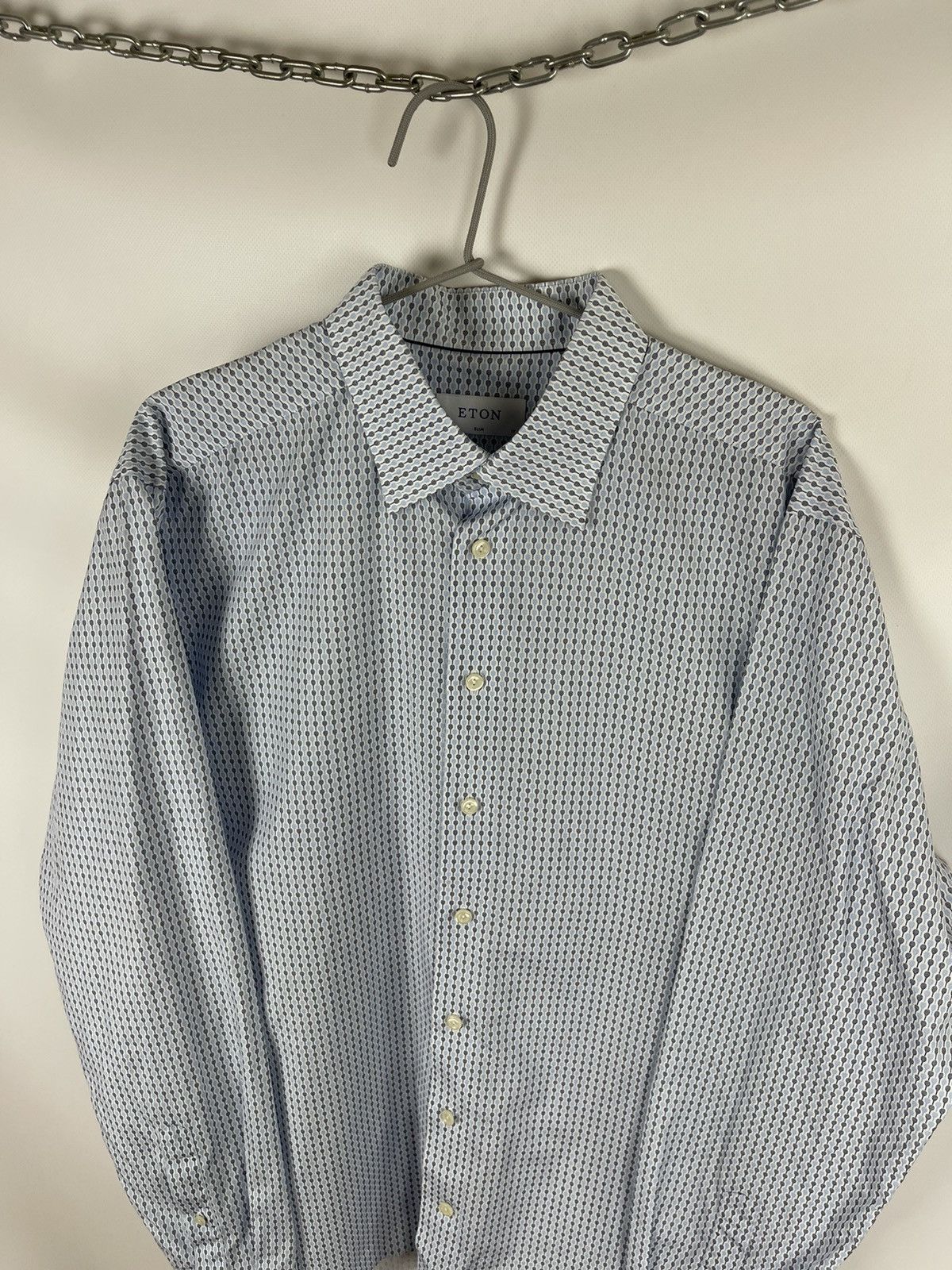 Eton Eton Poplin “Tennis racket” pattern slim fit shirt RRP $200 Size US XL / EU 56 / 4 - 7 Thumbnail
