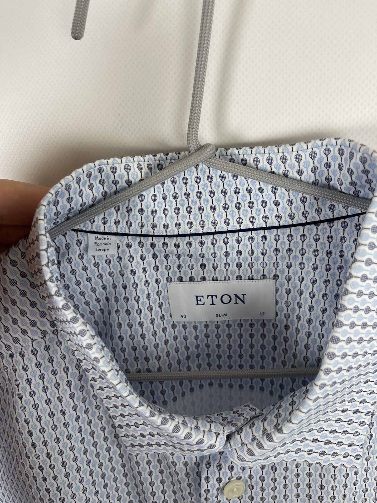 Eton Eton Poplin “Tennis racket” pattern slim fit shirt RRP $200 Size US XL / EU 56 / 4 - 8 Thumbnail