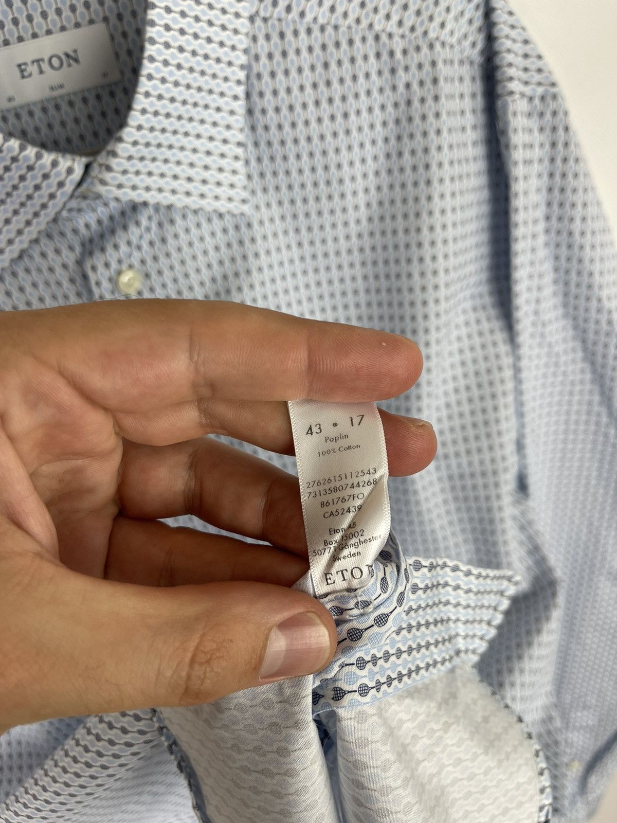 Eton Eton Poplin “Tennis racket” pattern slim fit shirt RRP $200 Size US XL / EU 56 / 4 - 9 Thumbnail