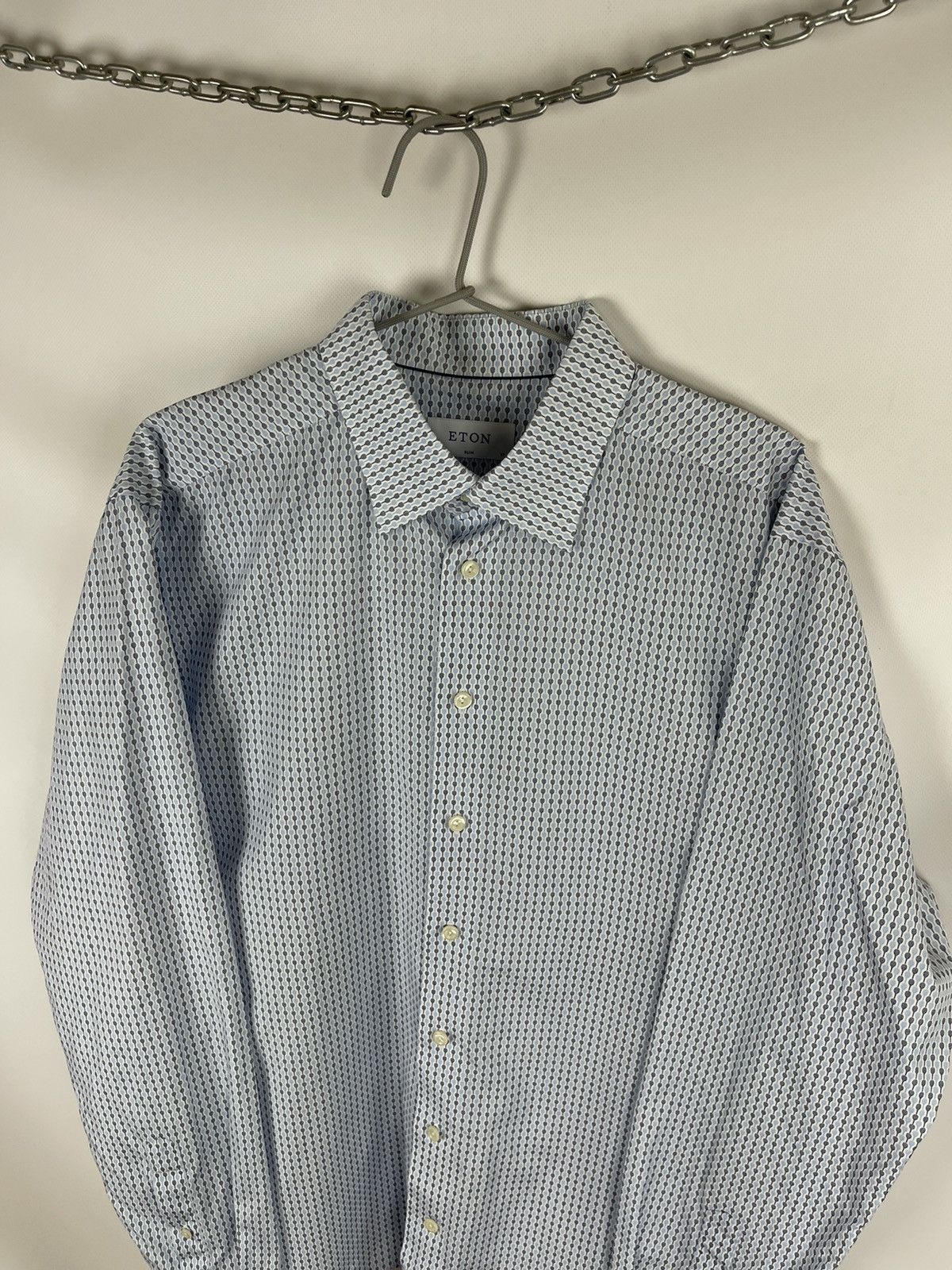 Eton Eton Poplin “Tennis racket” pattern slim fit shirt RRP $200 Size US XL / EU 56 / 4 - 1 Thumbnail