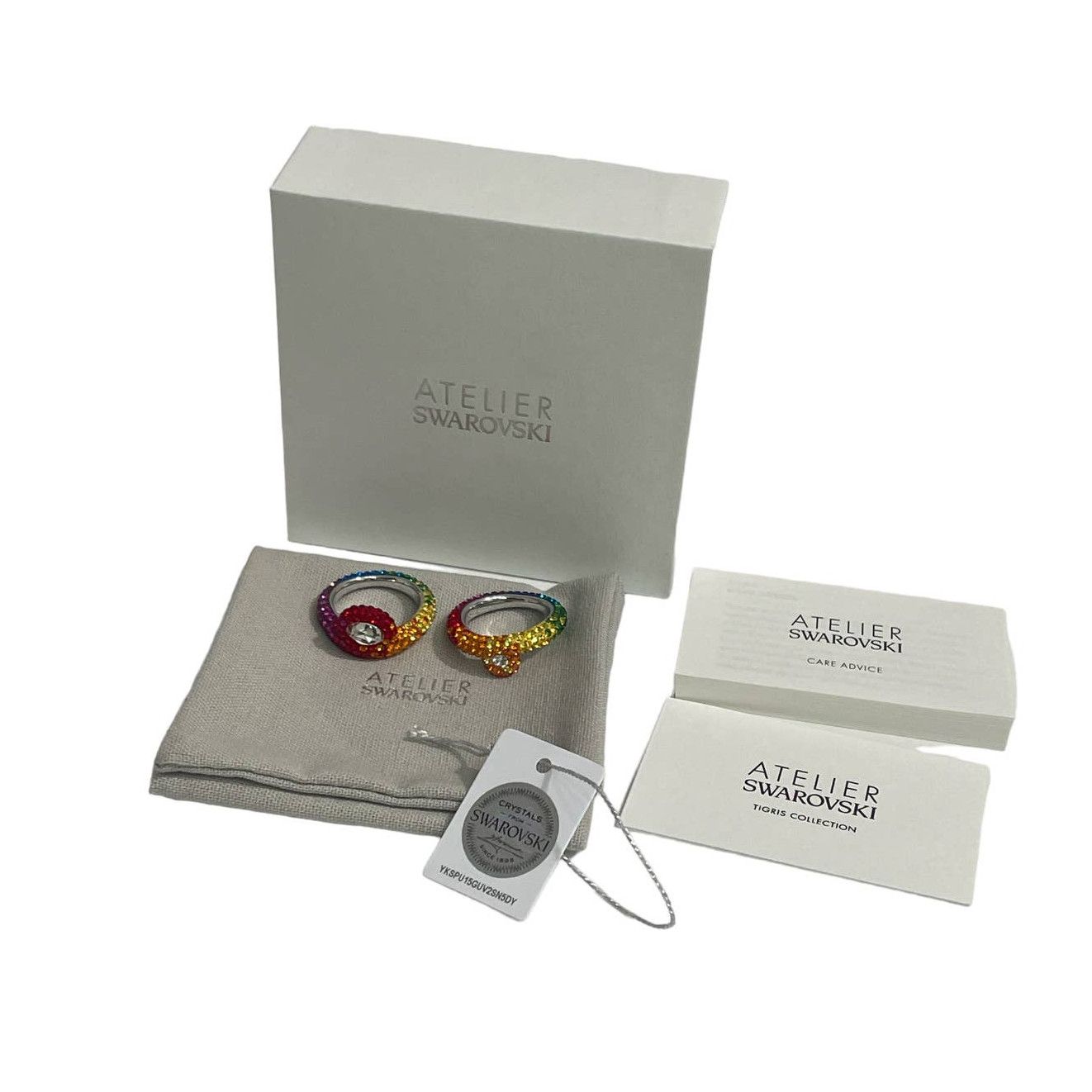 Swarovski Atelier Tigris ring Set (2) size 58/8 Mixed cuts