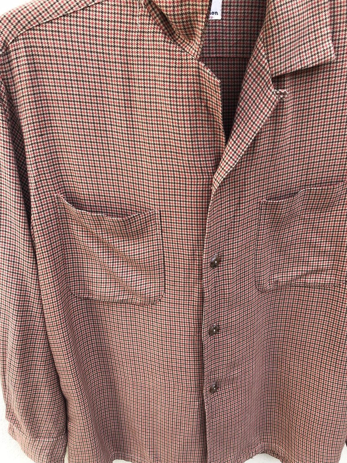 Flannel Vintage 50s Sun Lion Open Collar Houndstooth Flannel Size US M / EU 48-50 / 2 - 11 Thumbnail