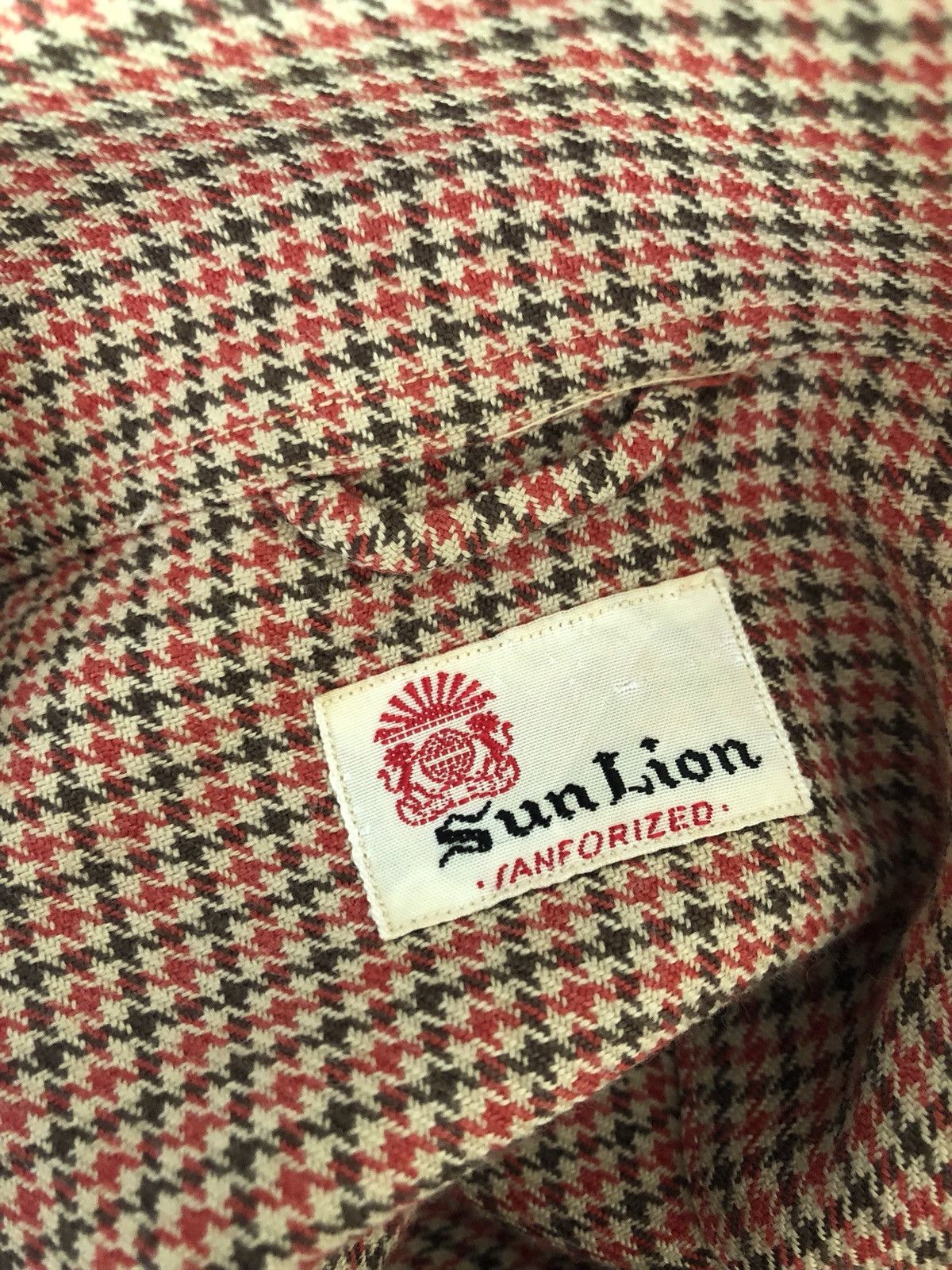 Flannel Vintage 50s Sun Lion Open Collar Houndstooth Flannel Size US M / EU 48-50 / 2 - 16 Thumbnail