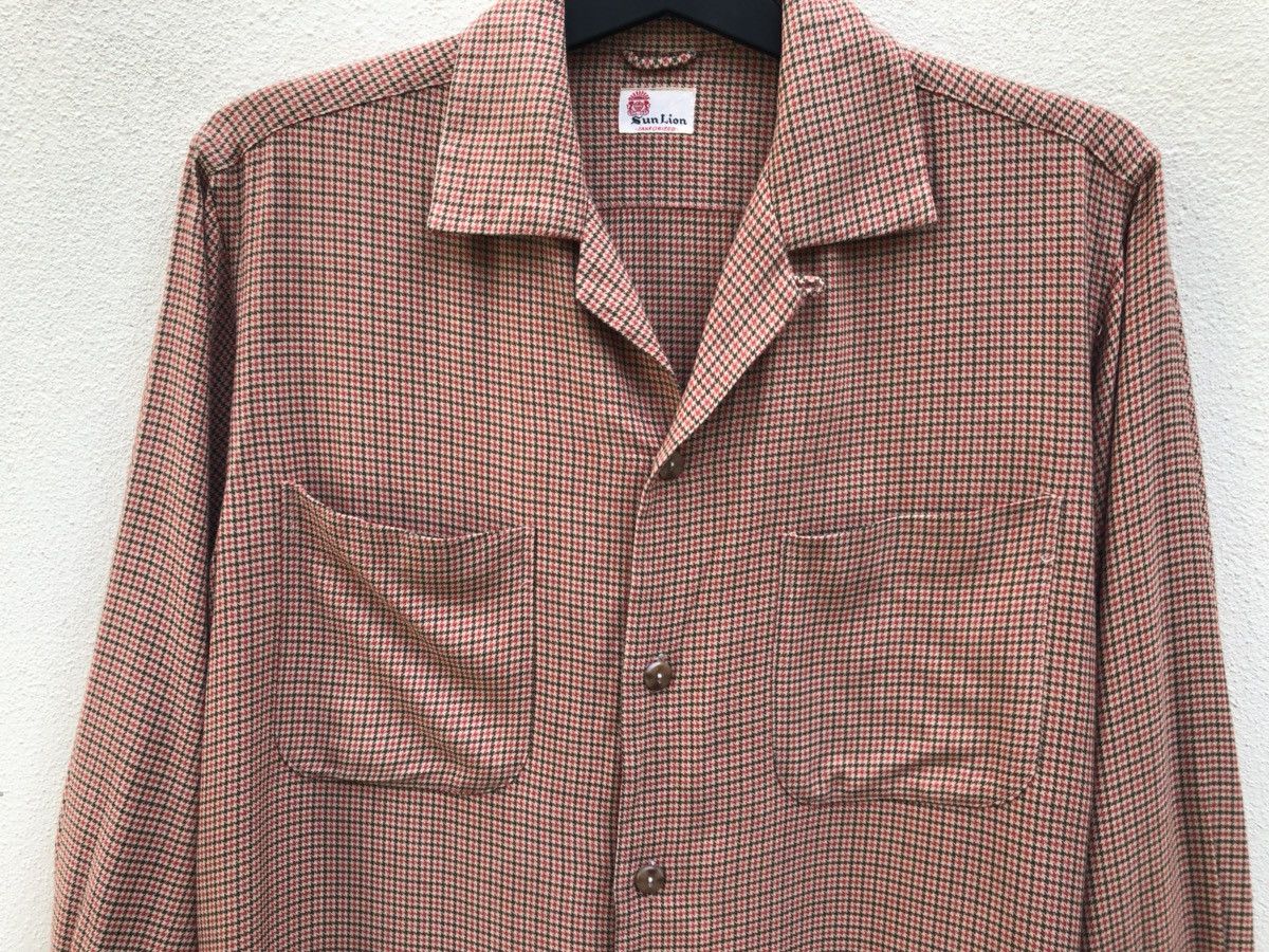 Flannel Vintage 50s Sun Lion Open Collar Houndstooth Flannel Size US M / EU 48-50 / 2 - 8 Thumbnail