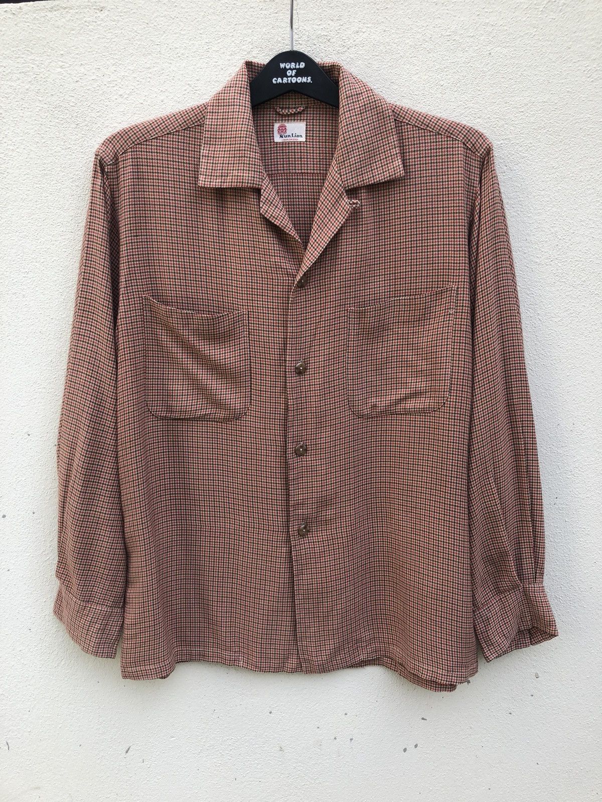 Flannel Vintage 50s Sun Lion Open Collar Houndstooth Flannel Size US M / EU 48-50 / 2 - 6 Thumbnail