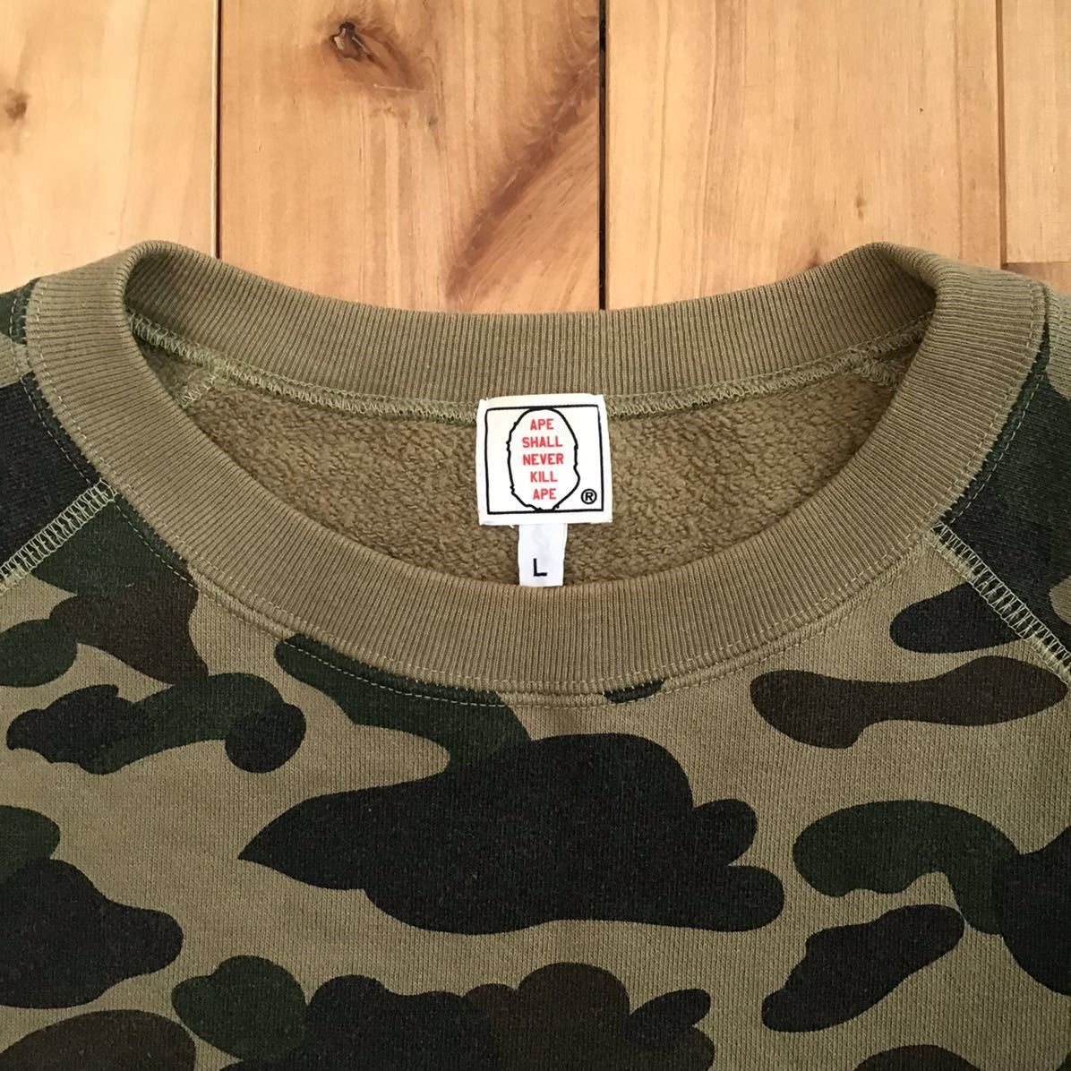 Bape × Swarovski BAPE Swarovski logo long sleeve sweat shirt 1st camo green Size US L / EU 52-54 / 3 - 6 Thumbnail
