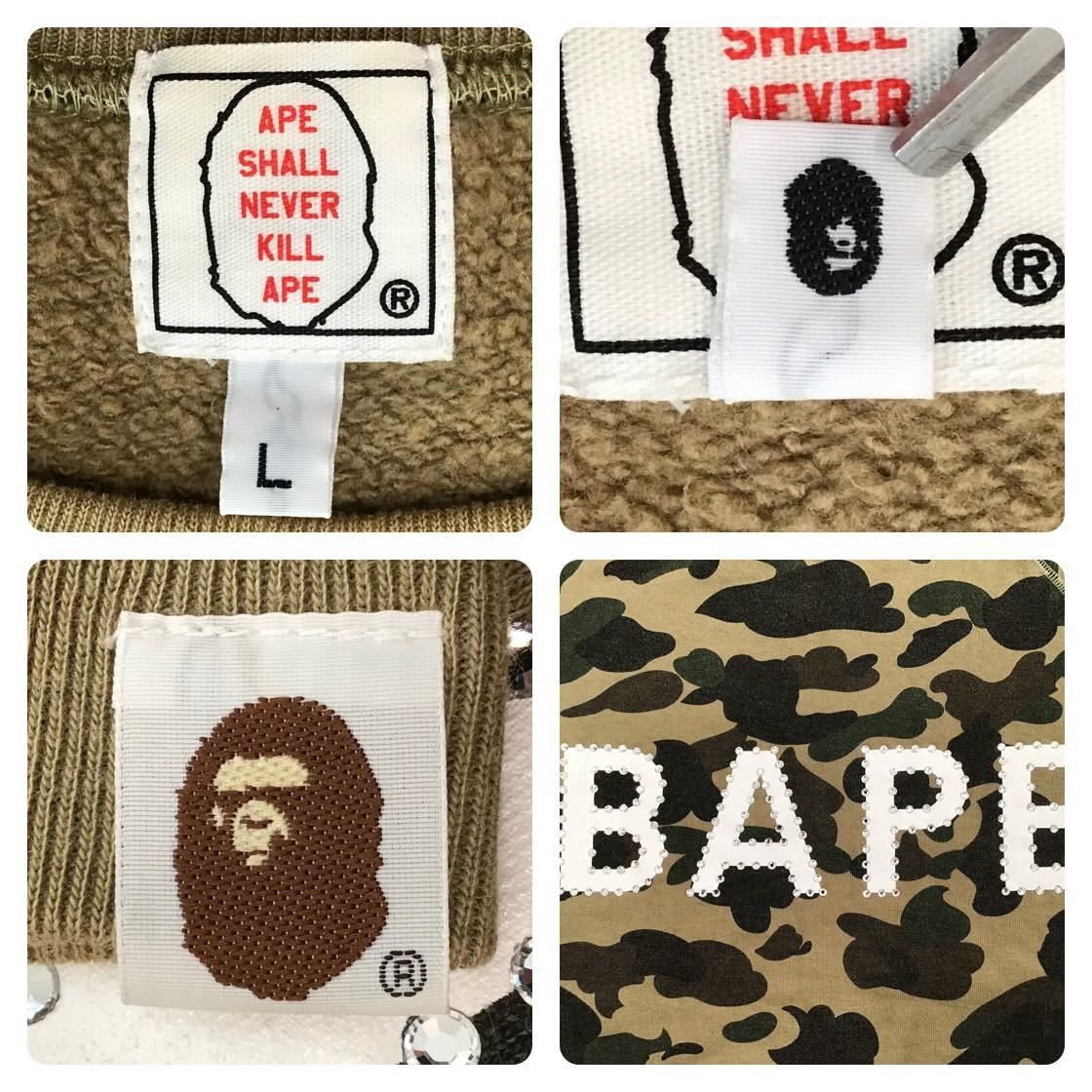 Bape × Swarovski BAPE Swarovski logo long sleeve sweat shirt 1st camo green Size US L / EU 52-54 / 3 - 8 Thumbnail