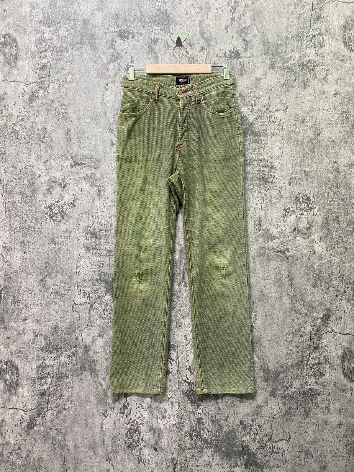 image of Art x Fiorucci Japanese Made Fiorucci Italy Distressed Pants in Green Red, Men's (Size 26)