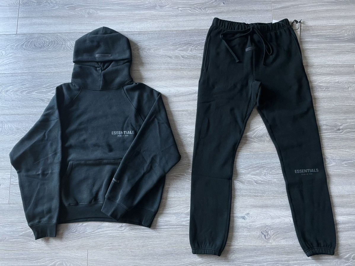 image of Fear Of God Essentials Black Hoodie And Sweatpants, Men's (Size Large)