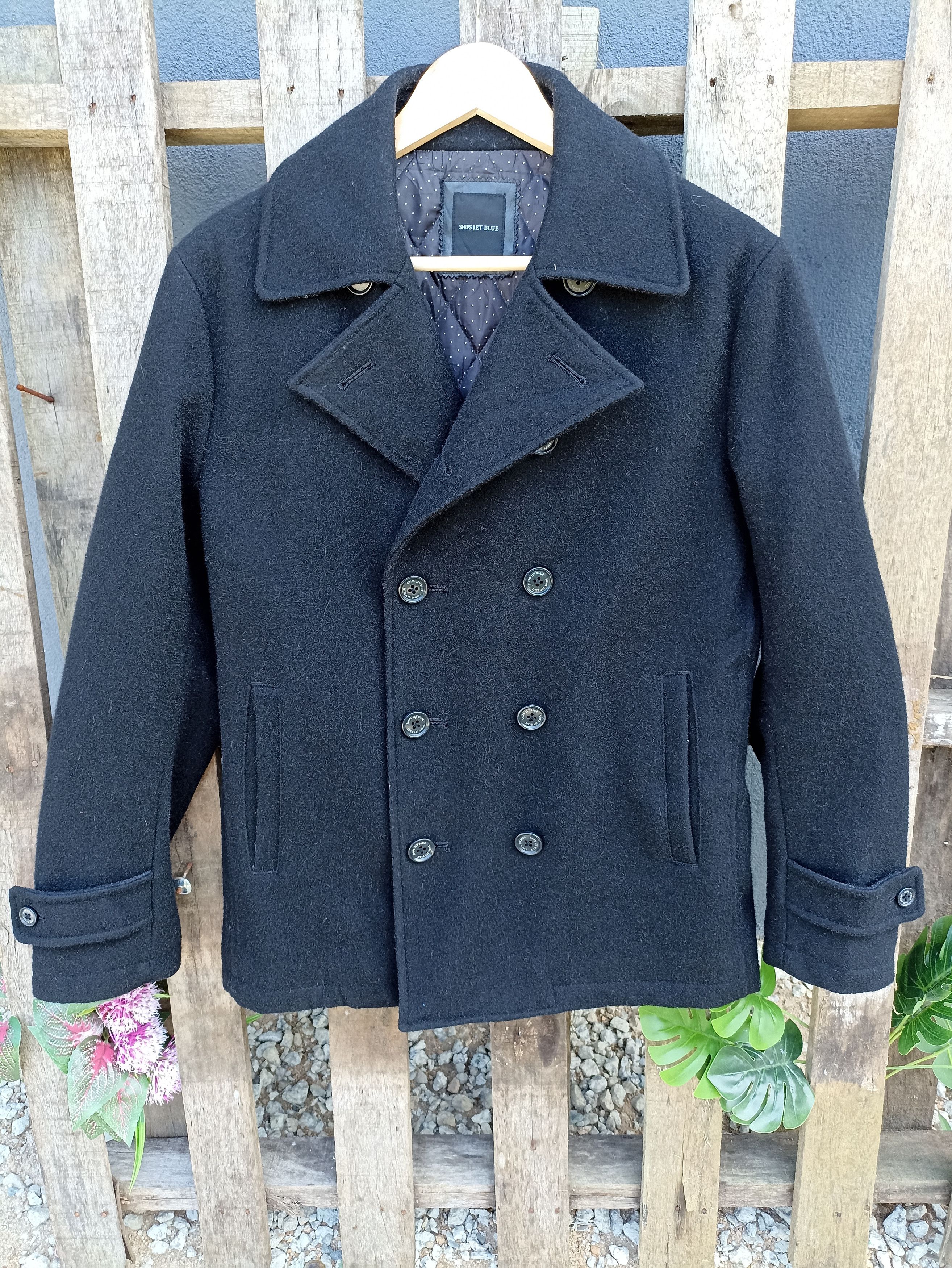 Designer × Ships Jet Blue Ship Jet Blue Black Wool Coat Size L / US 10 / IT 46 - 2 Thumbnail