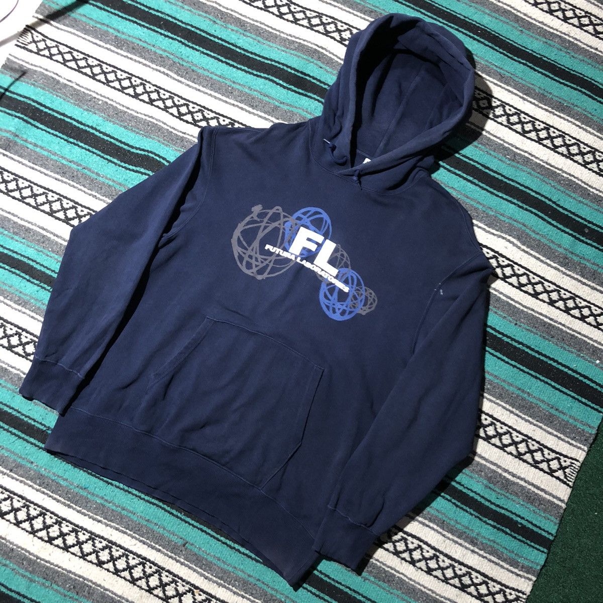 Futura Futura Laboratories Uniqlo Indigo Hoodie Size US L / EU 52-54 / 3 - 2 Thumbnail
