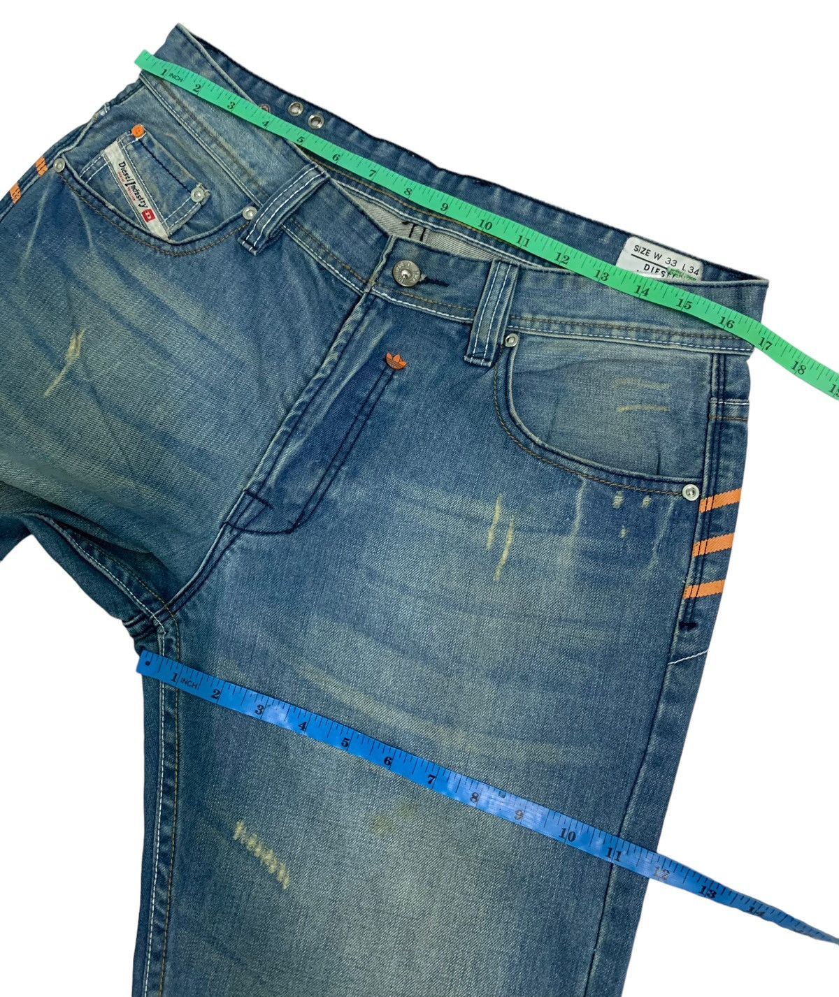 Adidas × Designer × Diesel Vintage AdidasXDiesel Distressed Denim Jeans Size US 32 / EU 48 - 12 Thumbnail