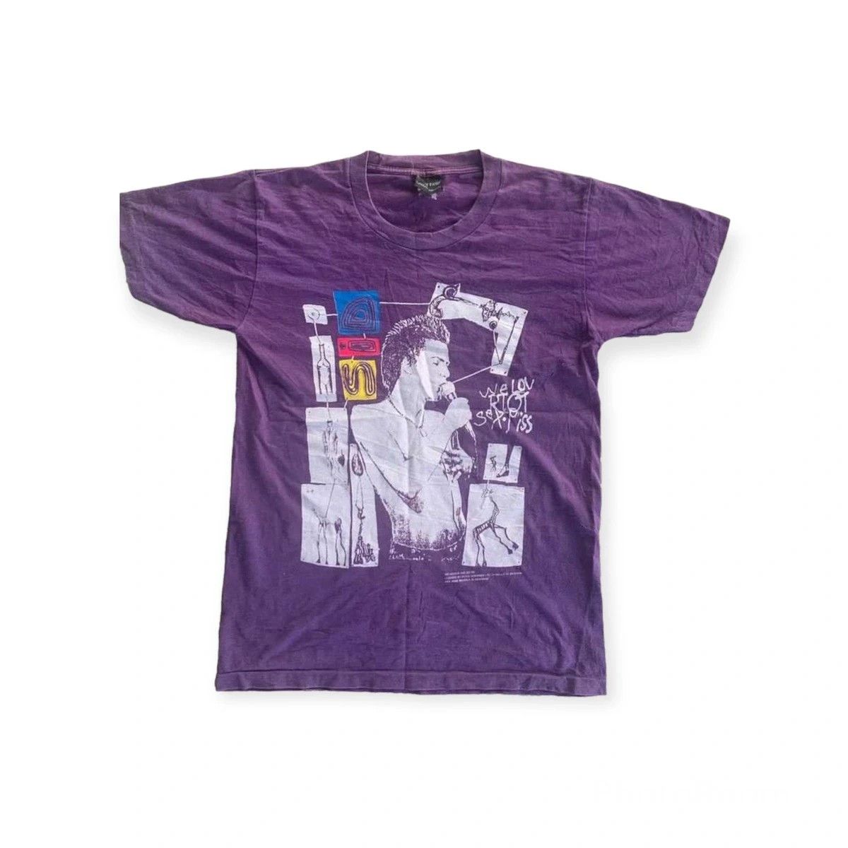 image of Band Tees x Rock Band Vintage Sid Vicious From Sex Pistols Iconic Punk Rock Tshirt in Purple (Size 
