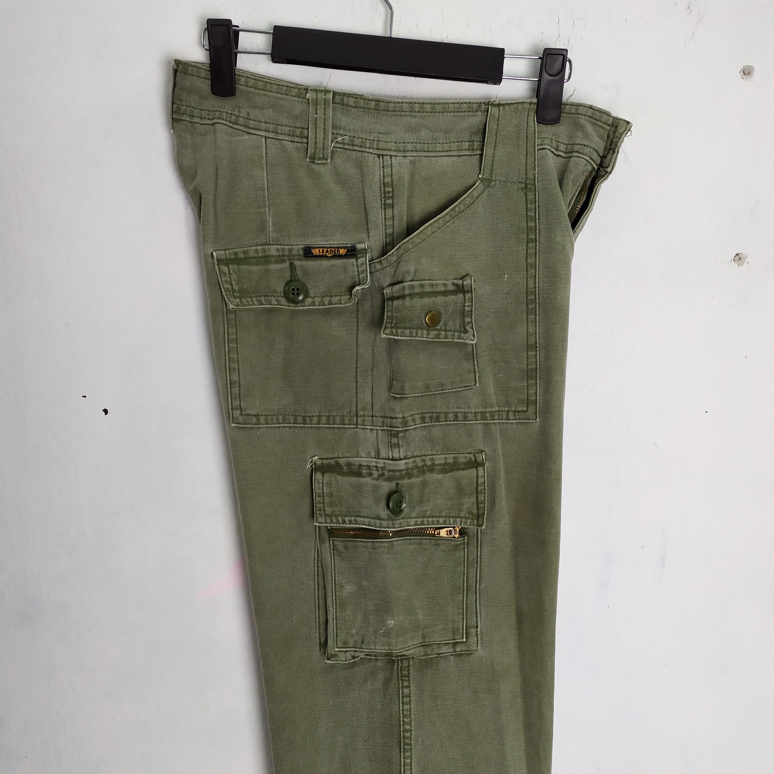 Japanese Brand × Vintage LEADER VINTAGE FADED GREEN CARGO PANTS Size US 29 - 5 Thumbnail