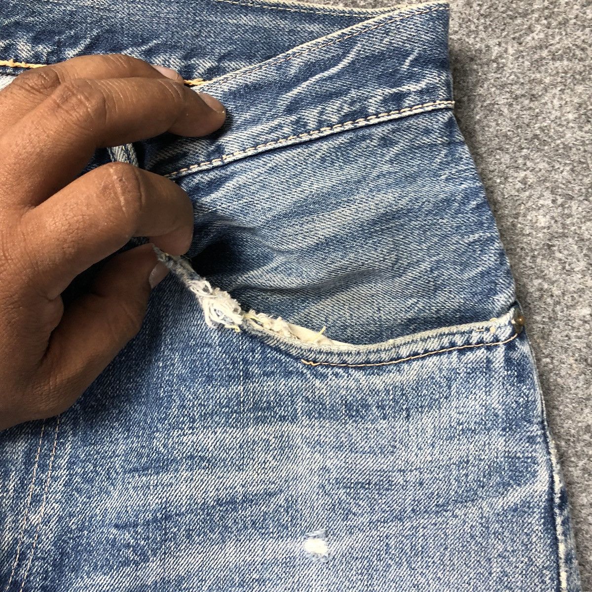 Warehouse Vtg 70s Warehouse Double Works Selvedge Distressed Jeans Size US 30 / EU 46 - 14 Thumbnail