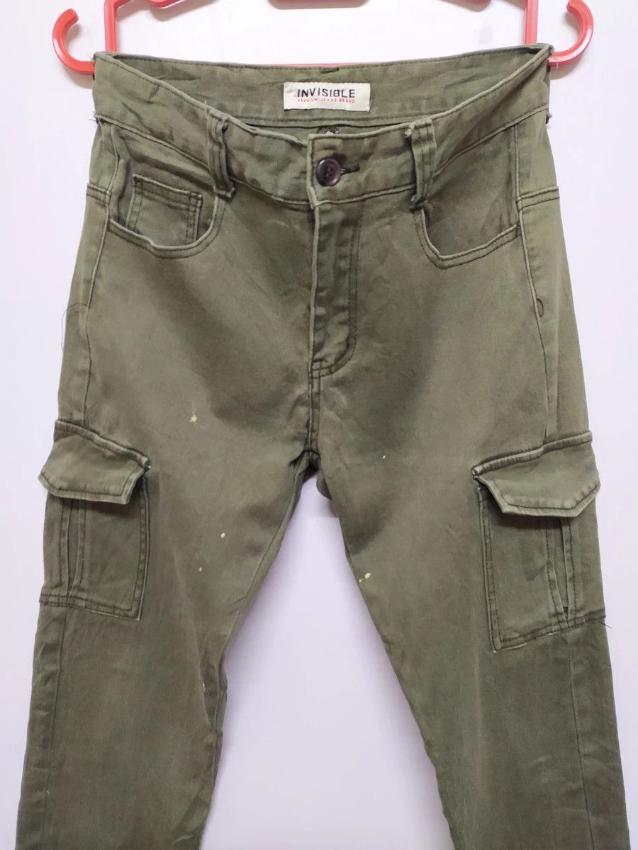 Japanese Brand INVISIBLE FADED SKINNY CARGO PANTS Size US 30 / EU 46 - 2 Thumbnail