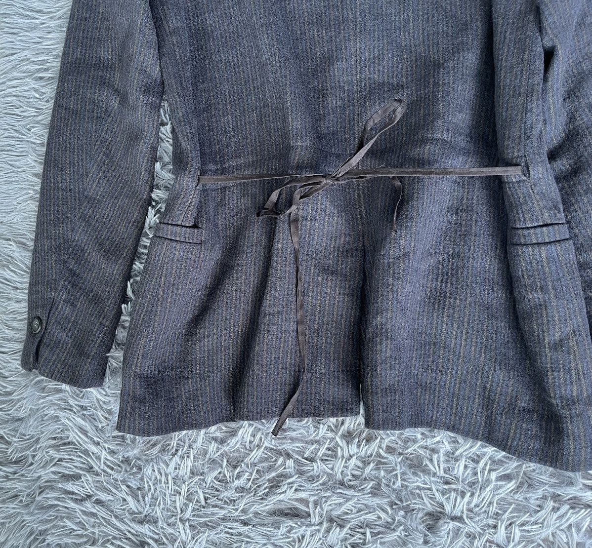 hannes roether Hannes Roether avant garde striped linen blazer coat Size L / US 10 / IT 46 - 11 Thumbnail