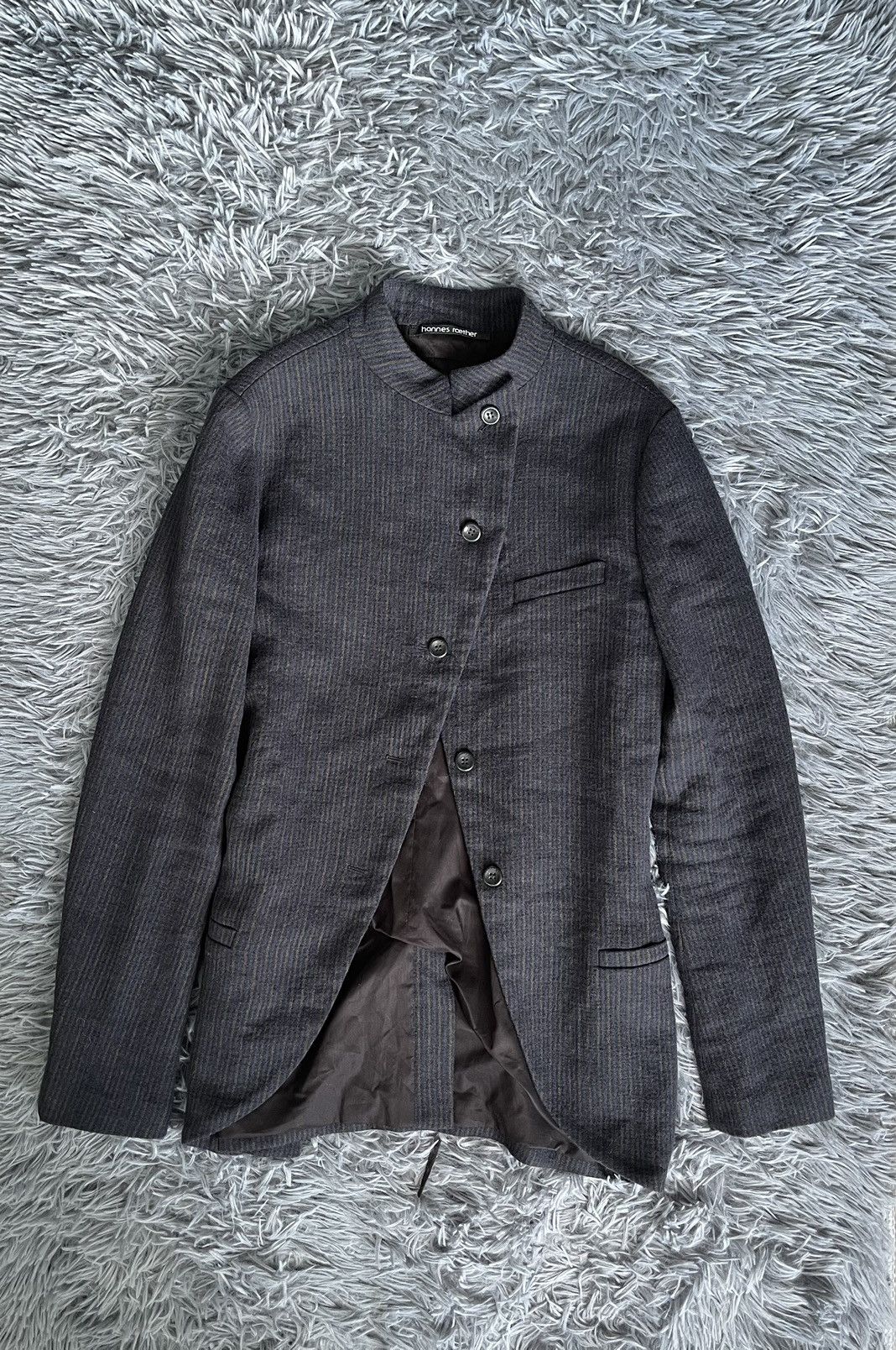 hannes roether Hannes Roether avant garde striped linen blazer coat Size L / US 10 / IT 46 - 1 Thumbnail