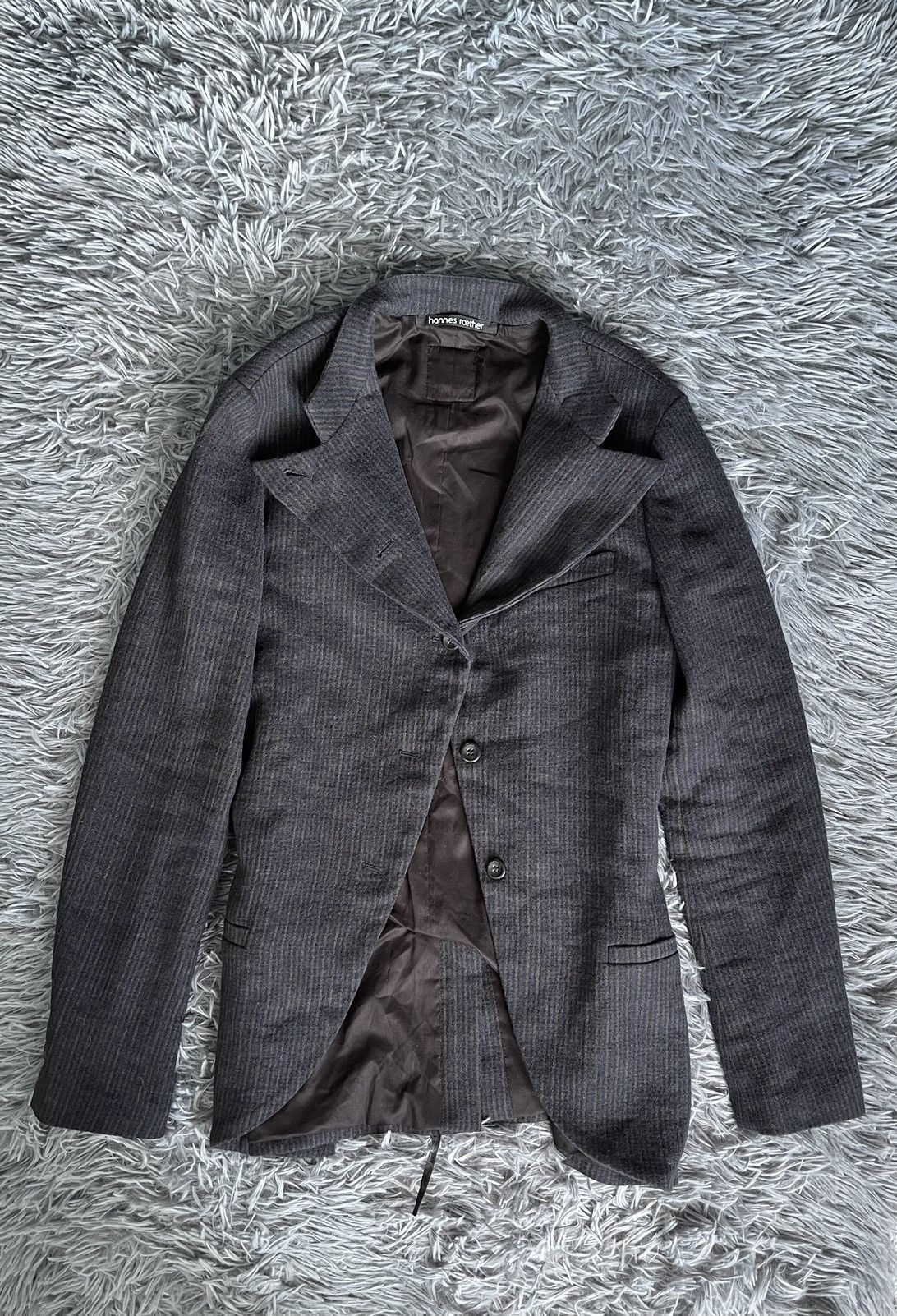 hannes roether Hannes Roether avant garde striped linen blazer coat Size L / US 10 / IT 46 - 5 Thumbnail