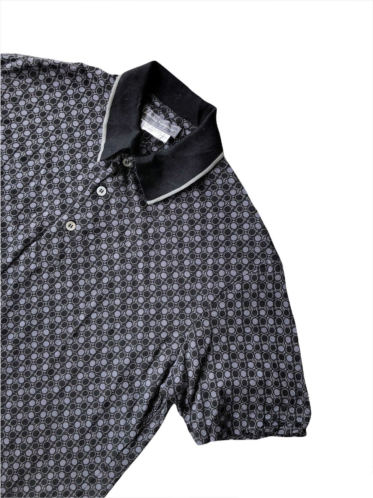 image of Archival Clothing x Salvatore Ferragamo 1990S Salvatore Ferragamo Monogram Jacquard Polo Shirt (Siz