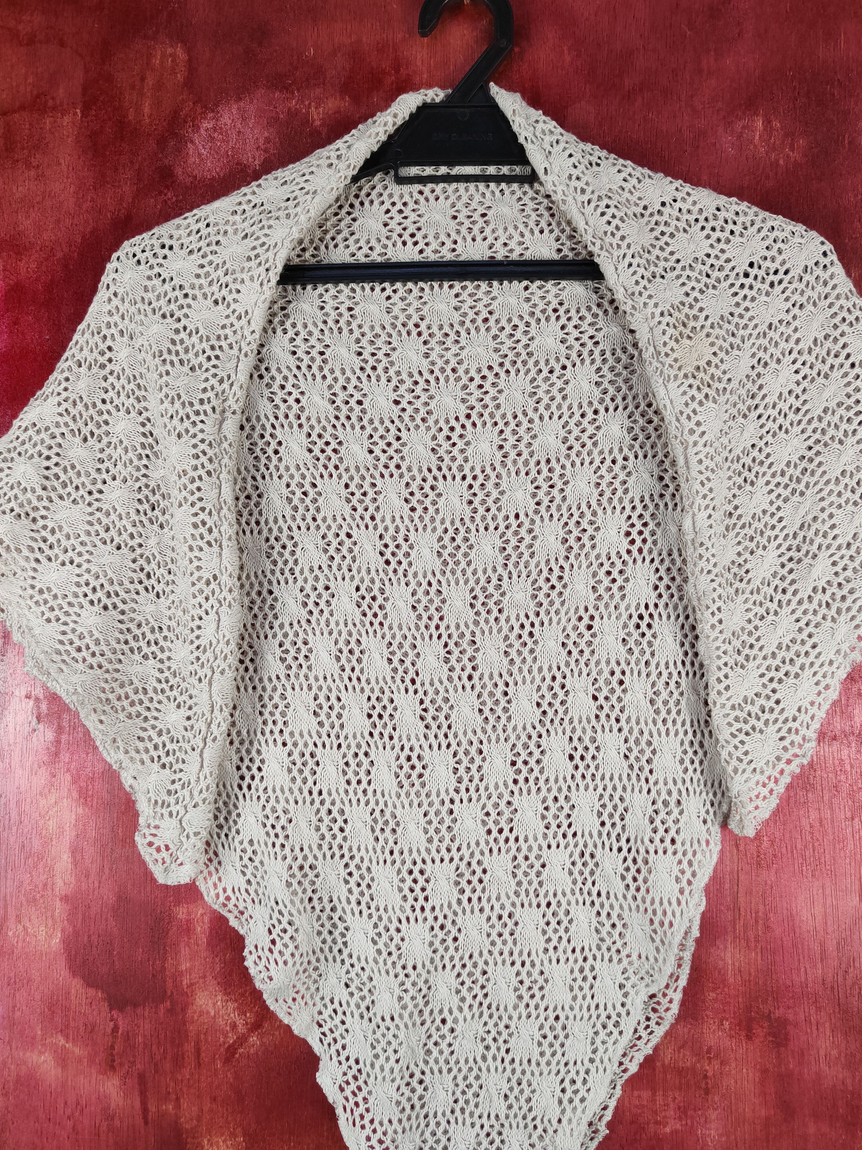 Japanese Brand Japanese Brand Beige Crochet Meshnet Knitwear Scarves #S1041 Size ONE SIZE - 2 Thumbnail