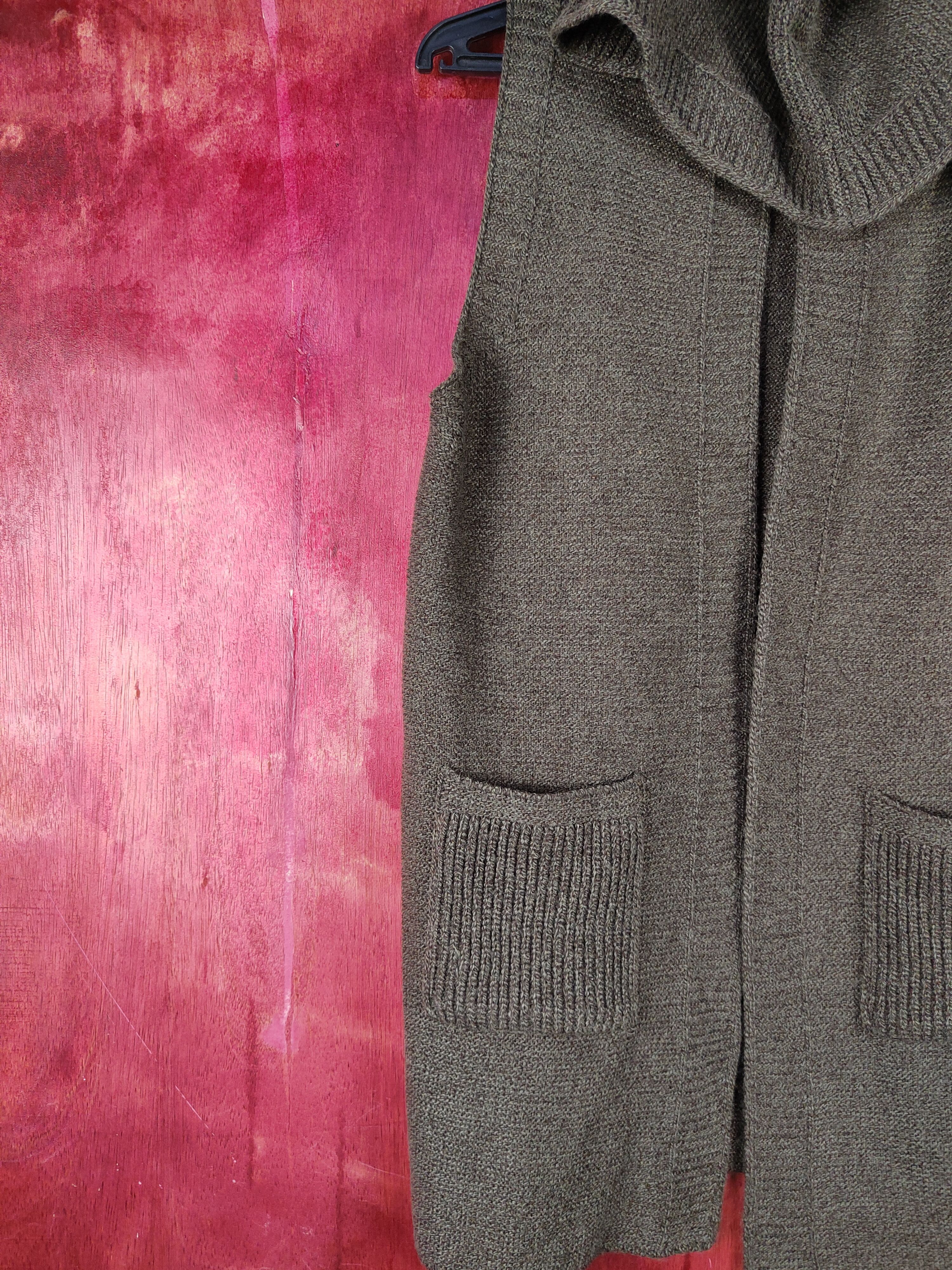 Homespun Knitwear Prima Rosa Dark Brown Knitwear Hoodie Vests #S1038 Size S / US 4 / IT 40 - 3 Thumbnail