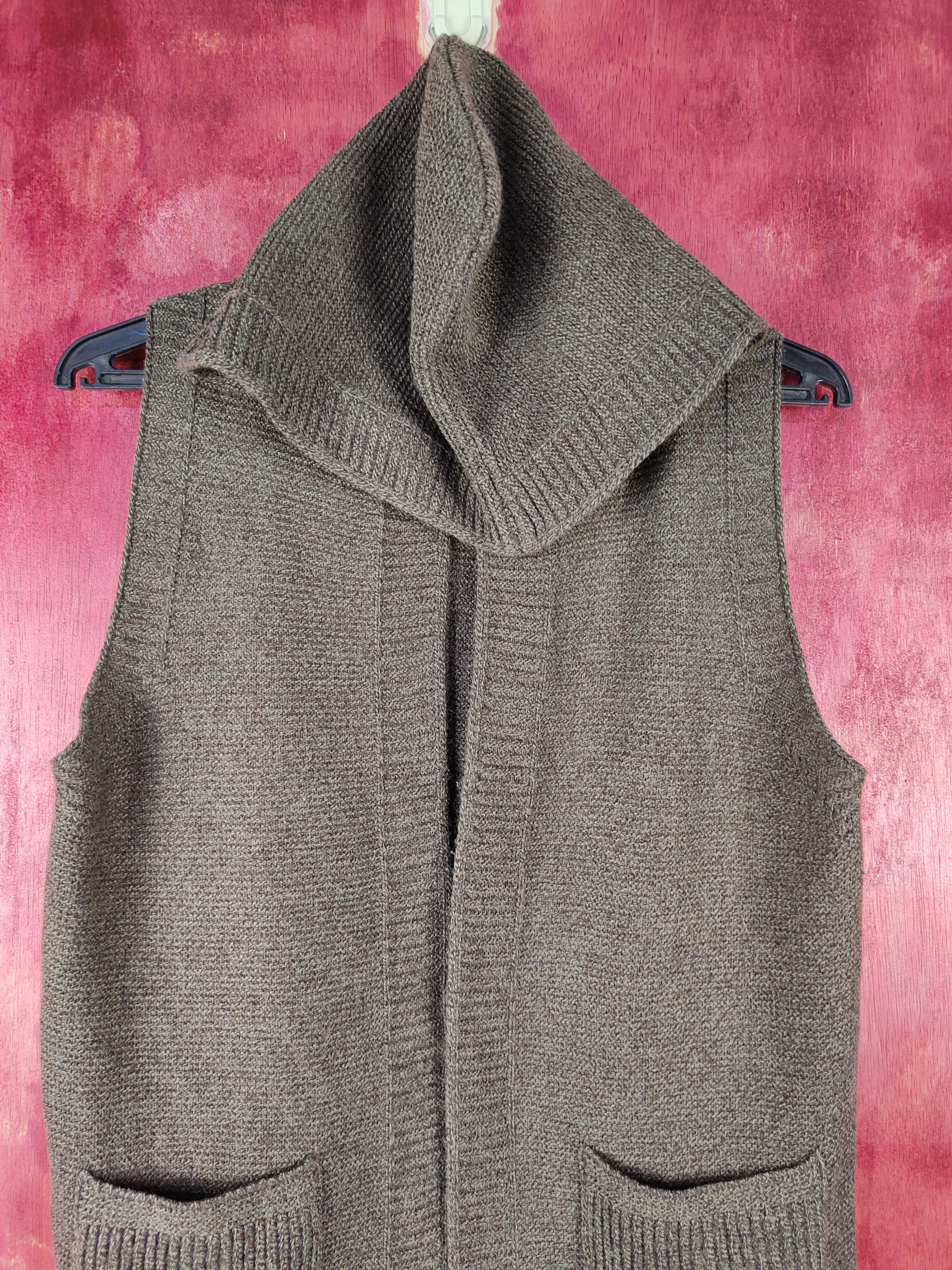 Homespun Knitwear Prima Rosa Dark Brown Knitwear Hoodie Vests #S1038 Size S / US 4 / IT 40 - 2 Thumbnail