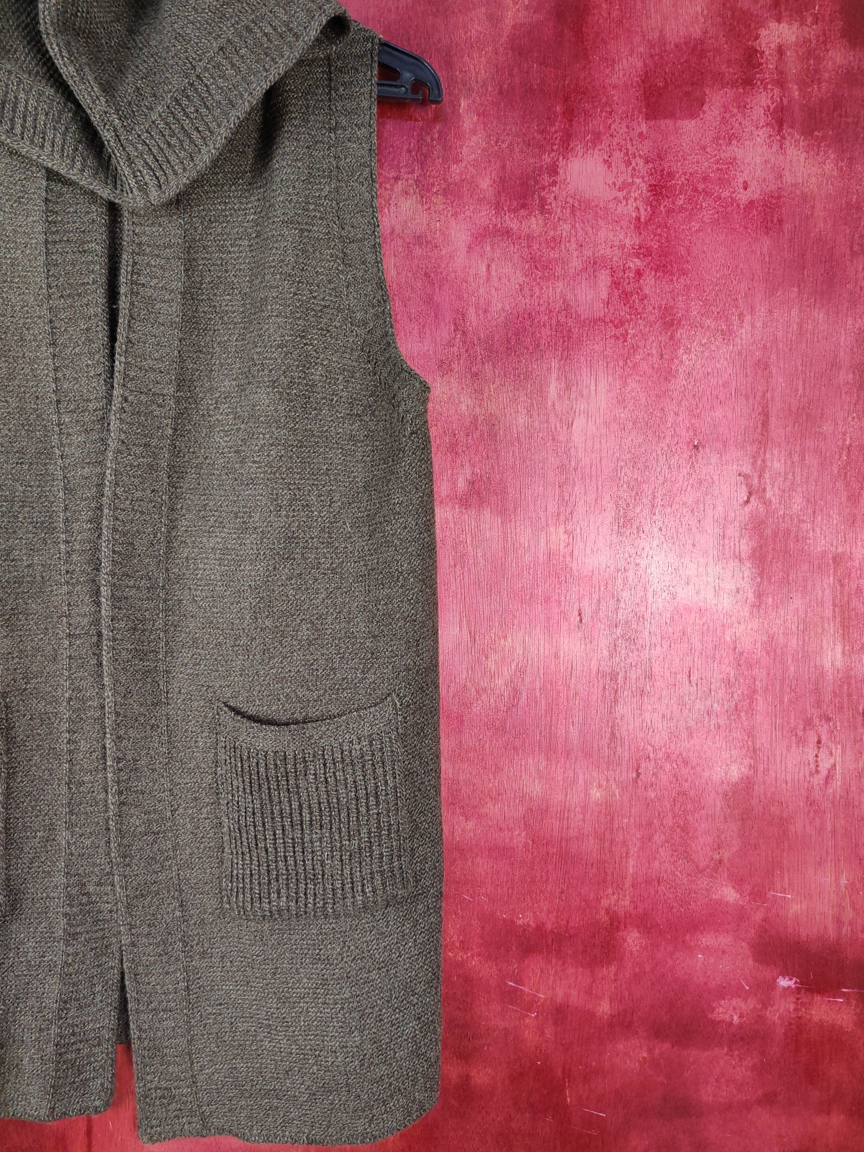 Homespun Knitwear Prima Rosa Dark Brown Knitwear Hoodie Vests #S1038 Size S / US 4 / IT 40 - 5 Thumbnail