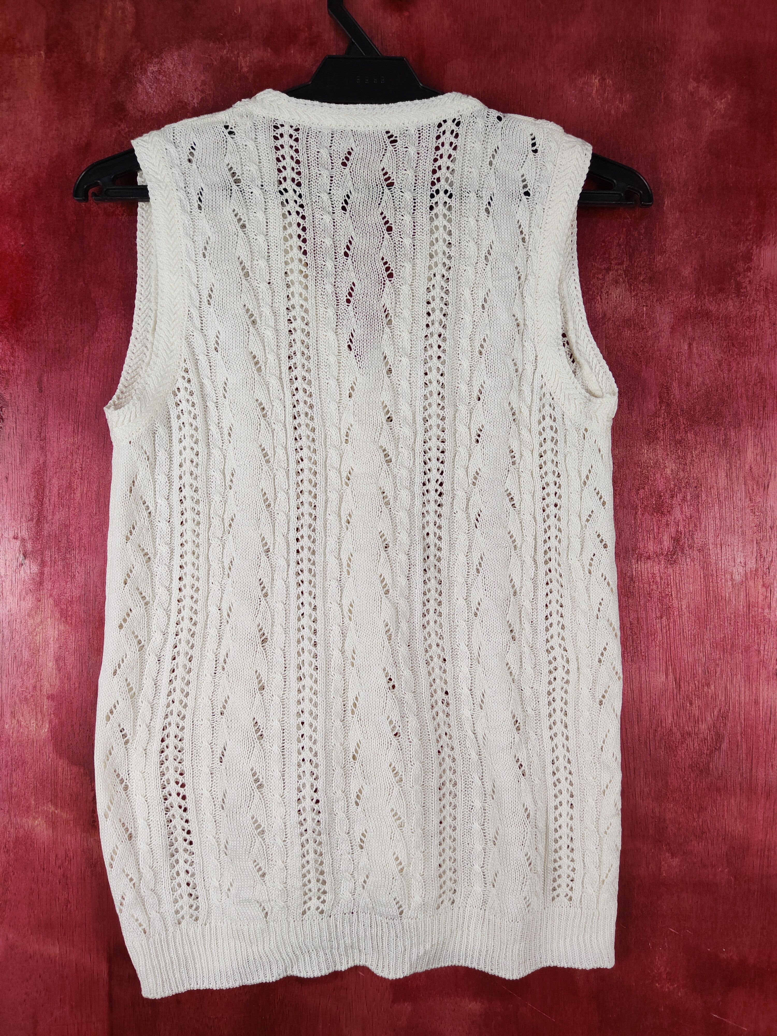 Vintage Meka Ivory Crochet Meshnet Knitwear Vests #S1036 Size S / US 4 / IT 40 - 7 Thumbnail