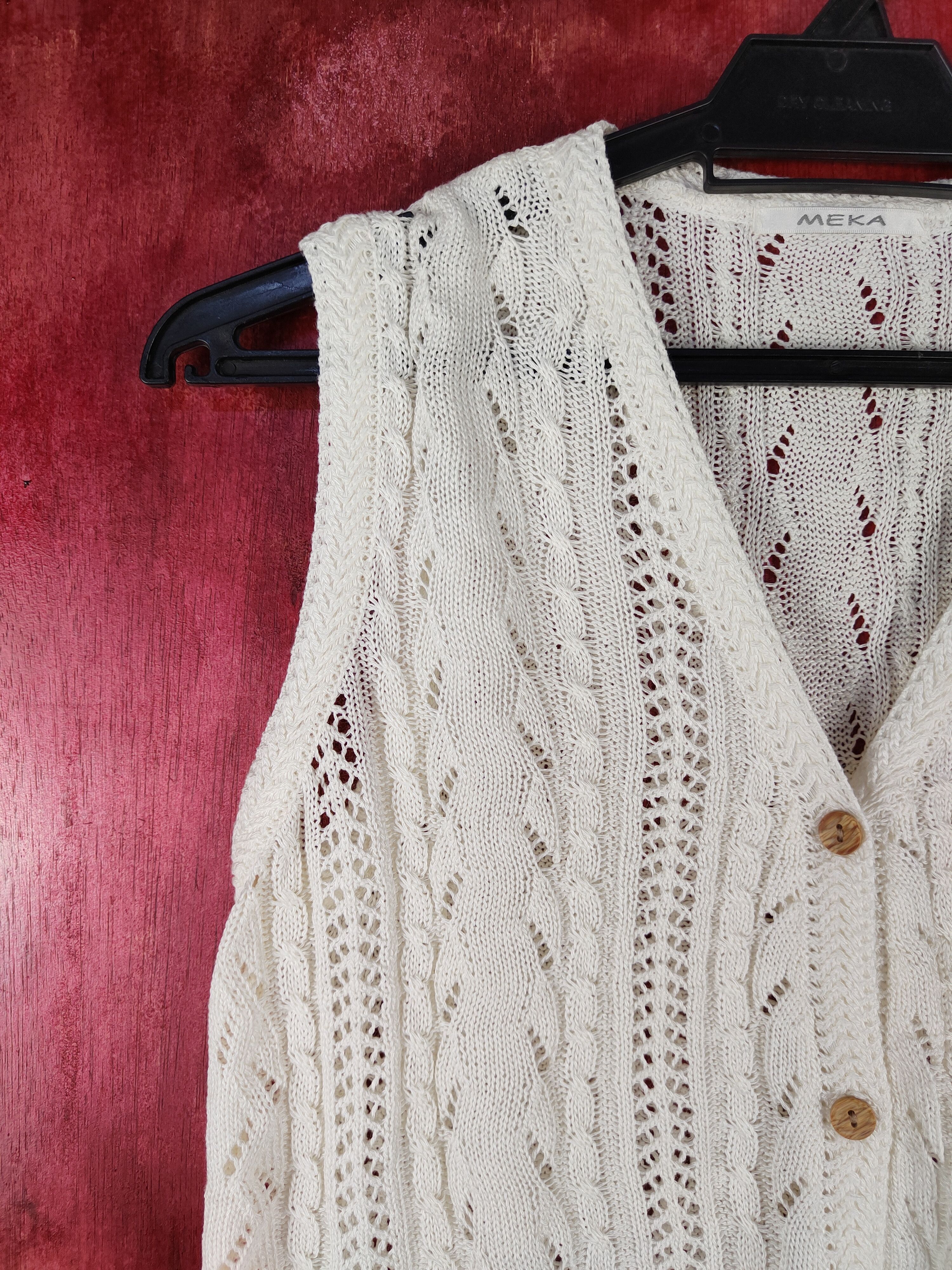 Vintage Meka Ivory Crochet Meshnet Knitwear Vests #S1036 Size S / US 4 / IT 40 - 4 Thumbnail