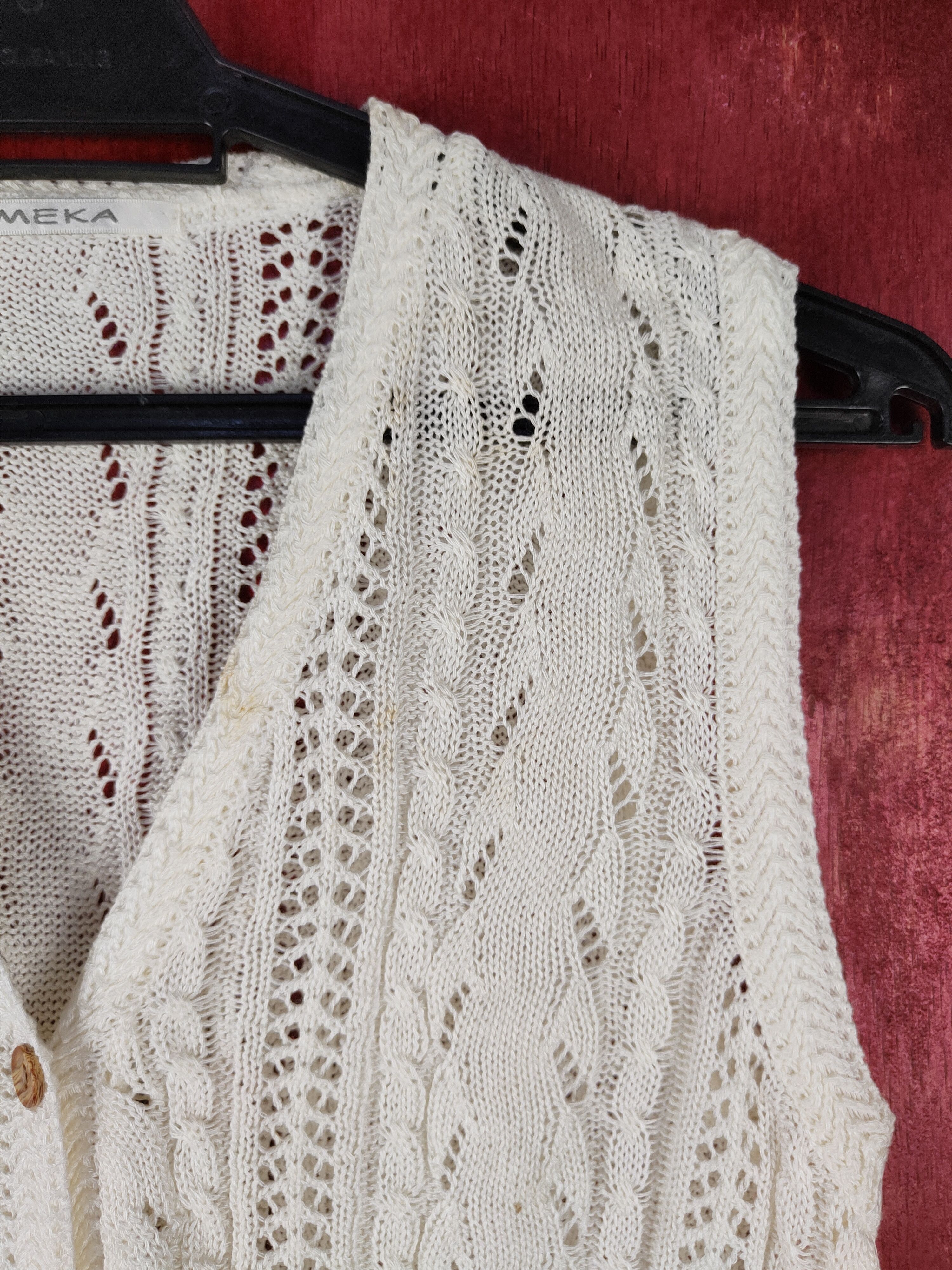 Vintage Meka Ivory Crochet Meshnet Knitwear Vests #S1036 Size S / US 4 / IT 40 - 6 Thumbnail