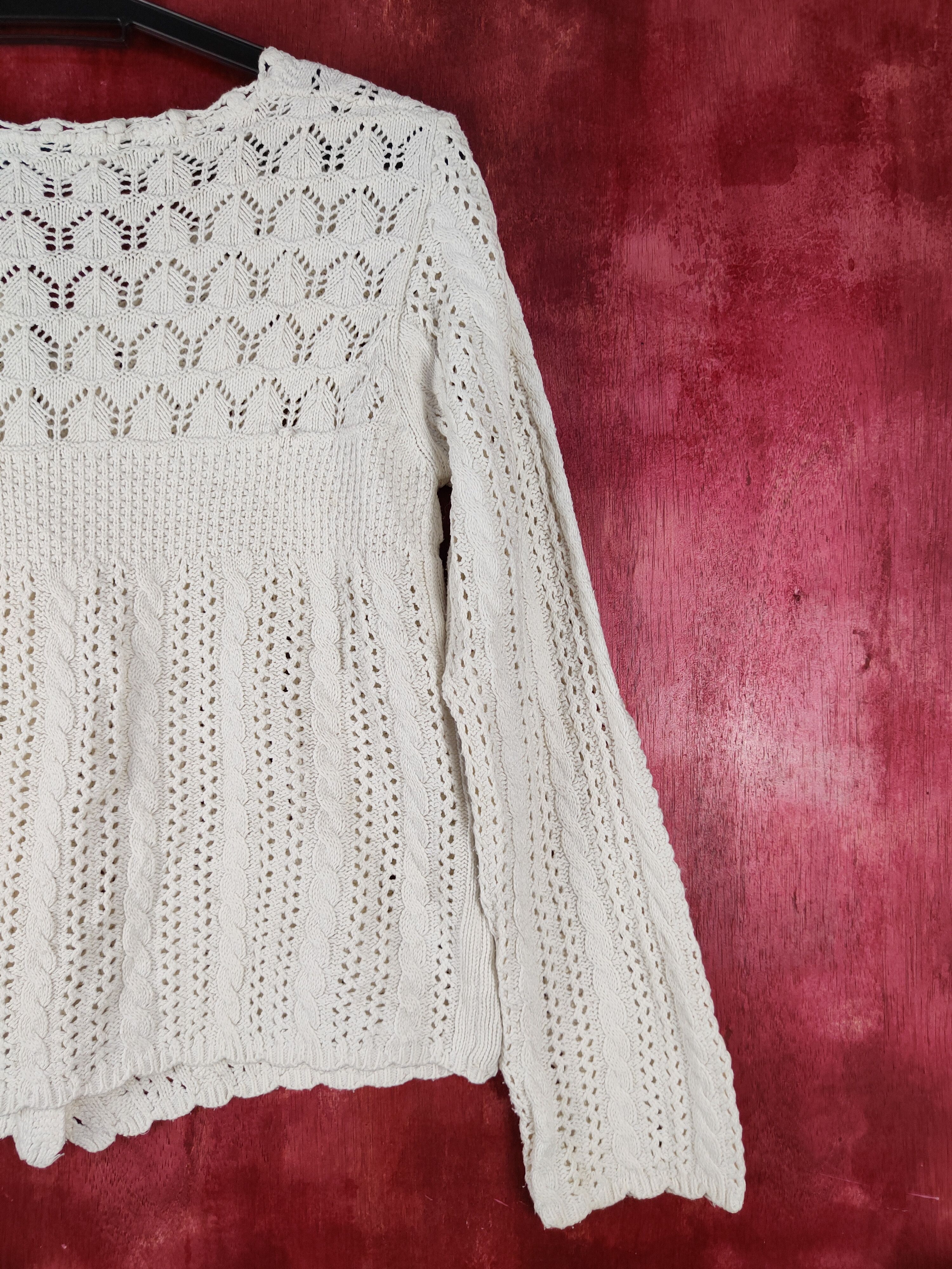 Homespun Knitwear Japanese Brand White Crochet Meshnet Knit Cardigan #S1029 Size S / US 4 / IT 40 - 8 Thumbnail