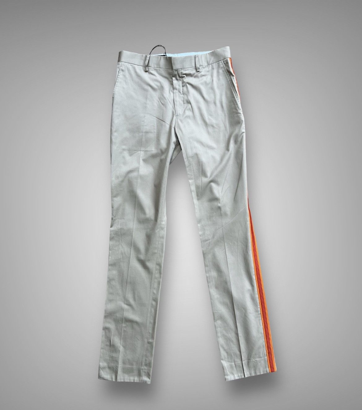 image of Calvin Klein 205W39Nyc x Raf Simons Side Stripe Brigade Trousers in Beige, Men's (Size 32)