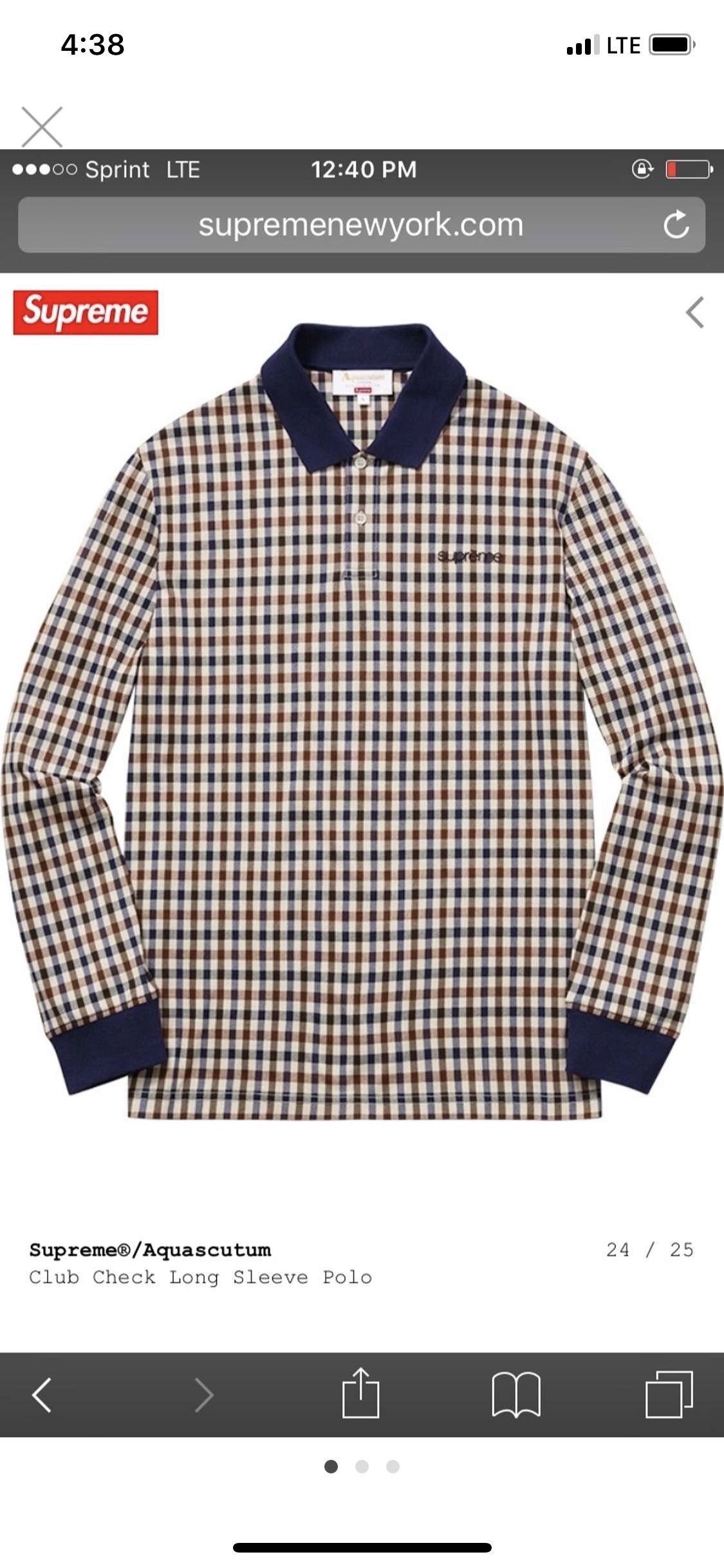 Supreme × Aquascutum Club Check Polo XL Supreme × Aquascutum Club Check Polo XL