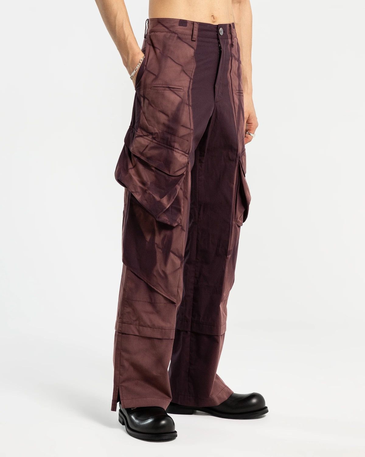 JiyongKim AW22 Purple Layered Sun Bleach Cargo Pants Size US 28 / EU 44 - 5 Thumbnail