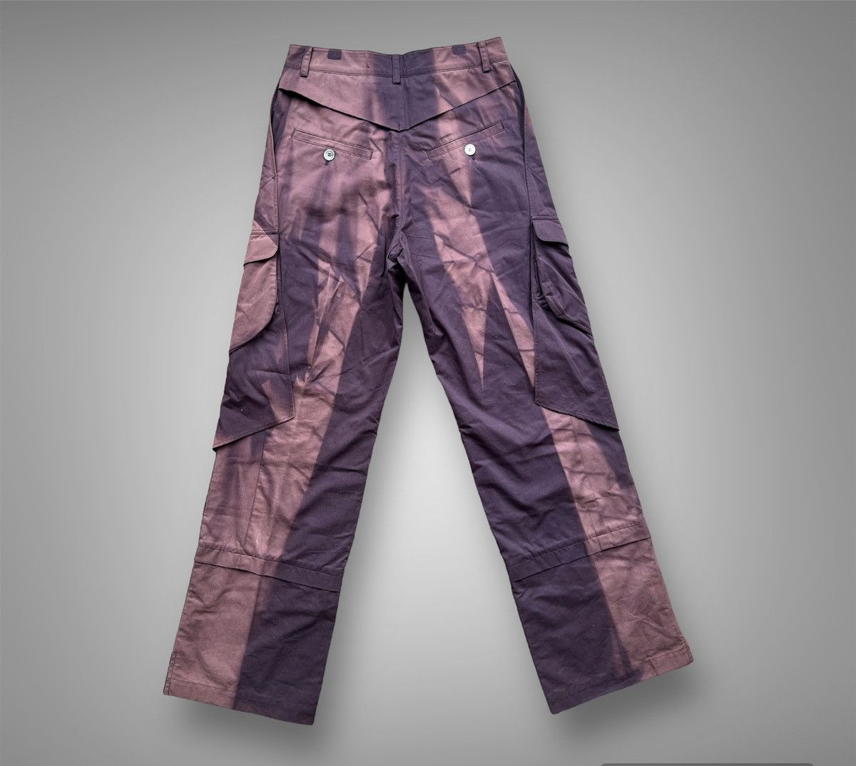 JiyongKim AW22 Purple Layered Sun Bleach Cargo Pants Size US 28 / EU 44 - 2 Thumbnail