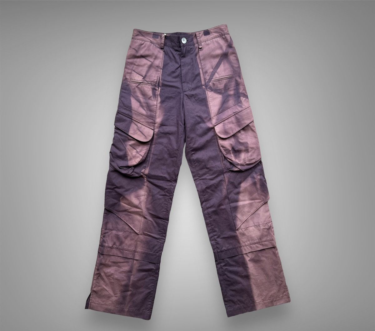 JiyongKim AW22 Purple Layered Sun Bleach Cargo Pants Size US 28 / EU 44 - 1 Thumbnail