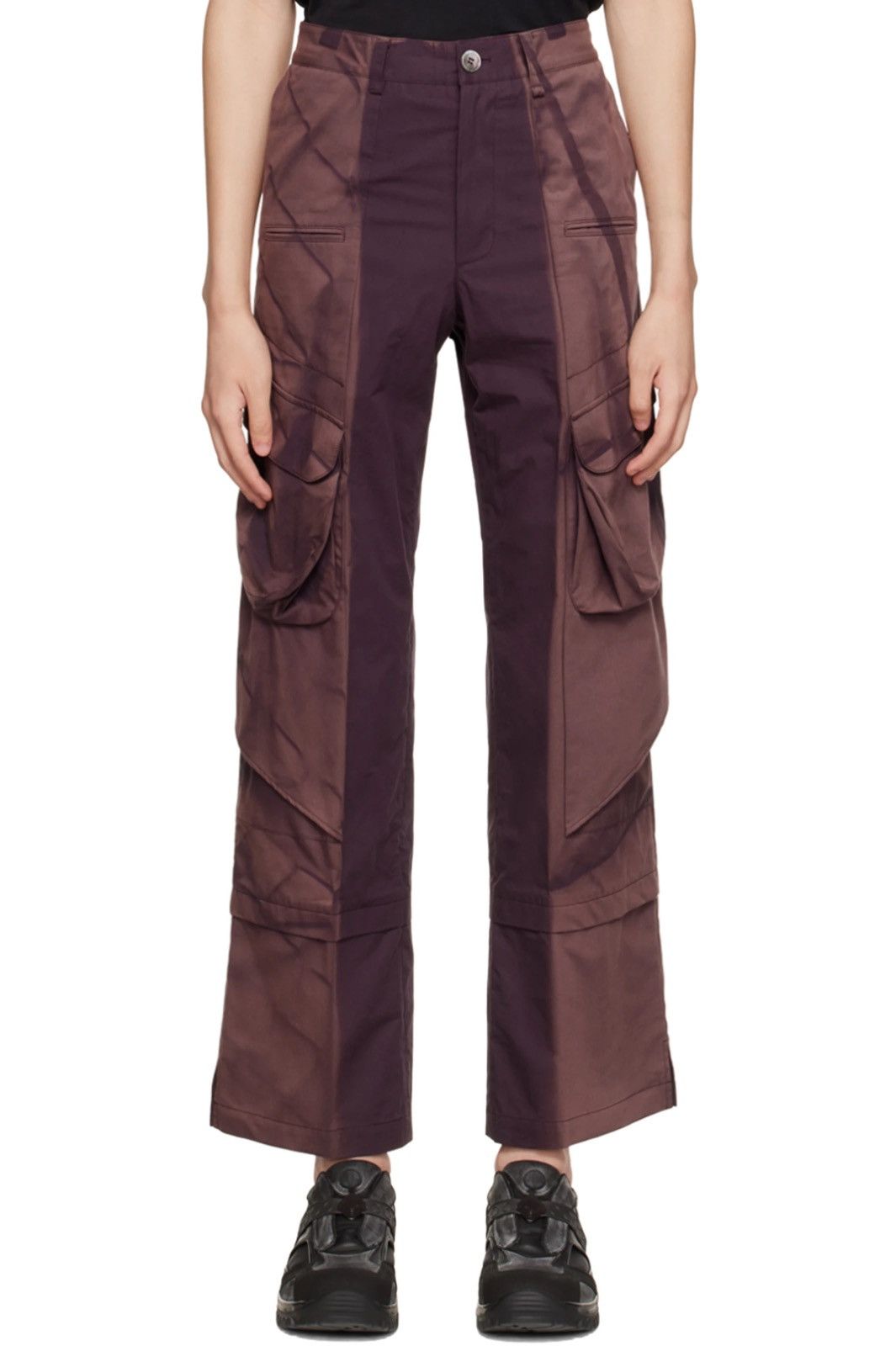 JiyongKim AW22 Purple Layered Sun Bleach Cargo Pants Size US 28 / EU 44 - 4 Thumbnail