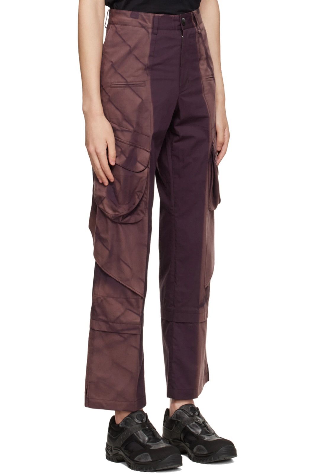 JiyongKim AW22 Purple Layered Sun Bleach Cargo Pants Size US 28 / EU 44 - 3 Thumbnail