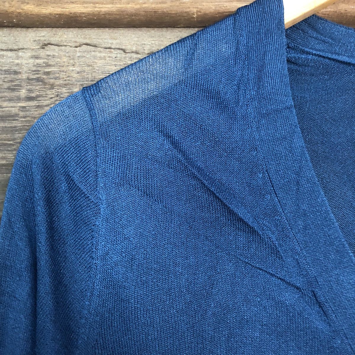 Homespun Knitwear × Uniqlo Uniqlo Dark Blue Cardigan thin distressed #7254 Size L / US 10 / IT 46 - 7 Thumbnail