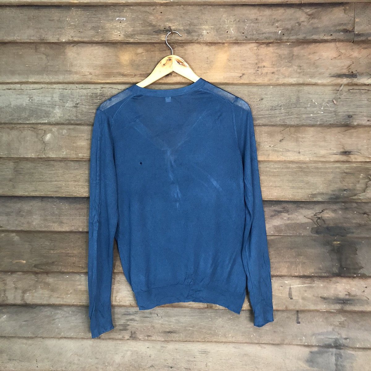 Homespun Knitwear × Uniqlo Uniqlo Dark Blue Cardigan thin distressed #7254 Size L / US 10 / IT 46 - 11 Thumbnail