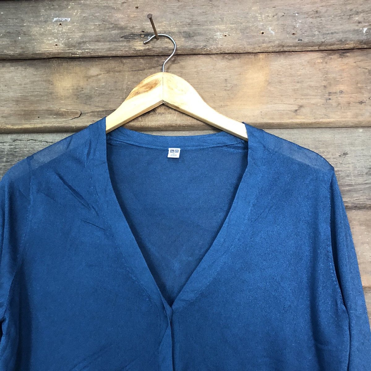 Homespun Knitwear × Uniqlo Uniqlo Dark Blue Cardigan thin distressed #7254 Size L / US 10 / IT 46 - 4 Thumbnail